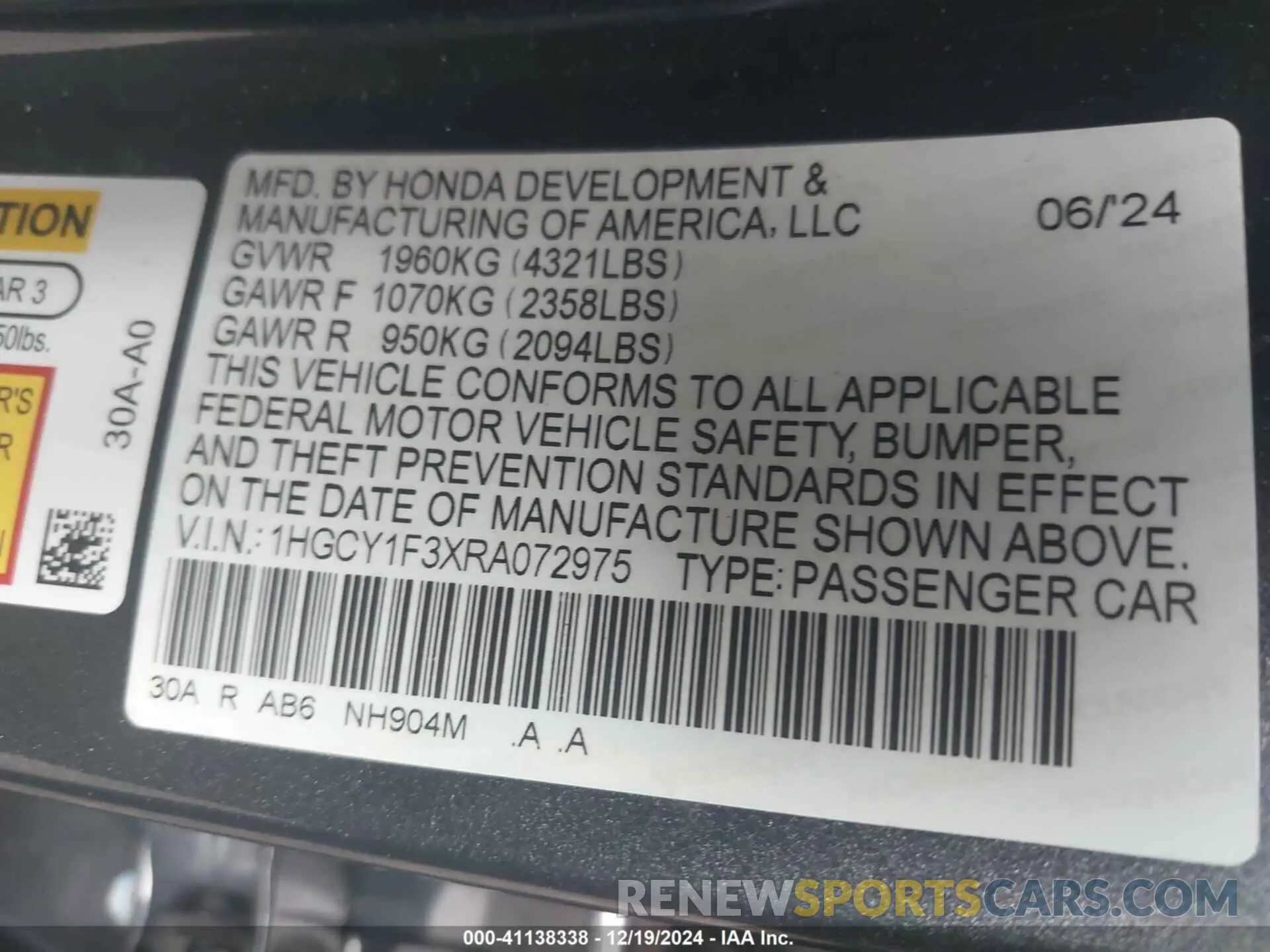 9 Photograph of a damaged car 1HGCY1F3XRA072975 HONDA ACCORD 2024