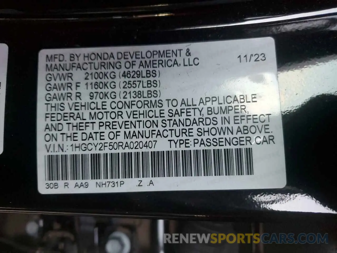 12 Photograph of a damaged car 1HGCY2F50RA020407 HONDA ACCORD 2024