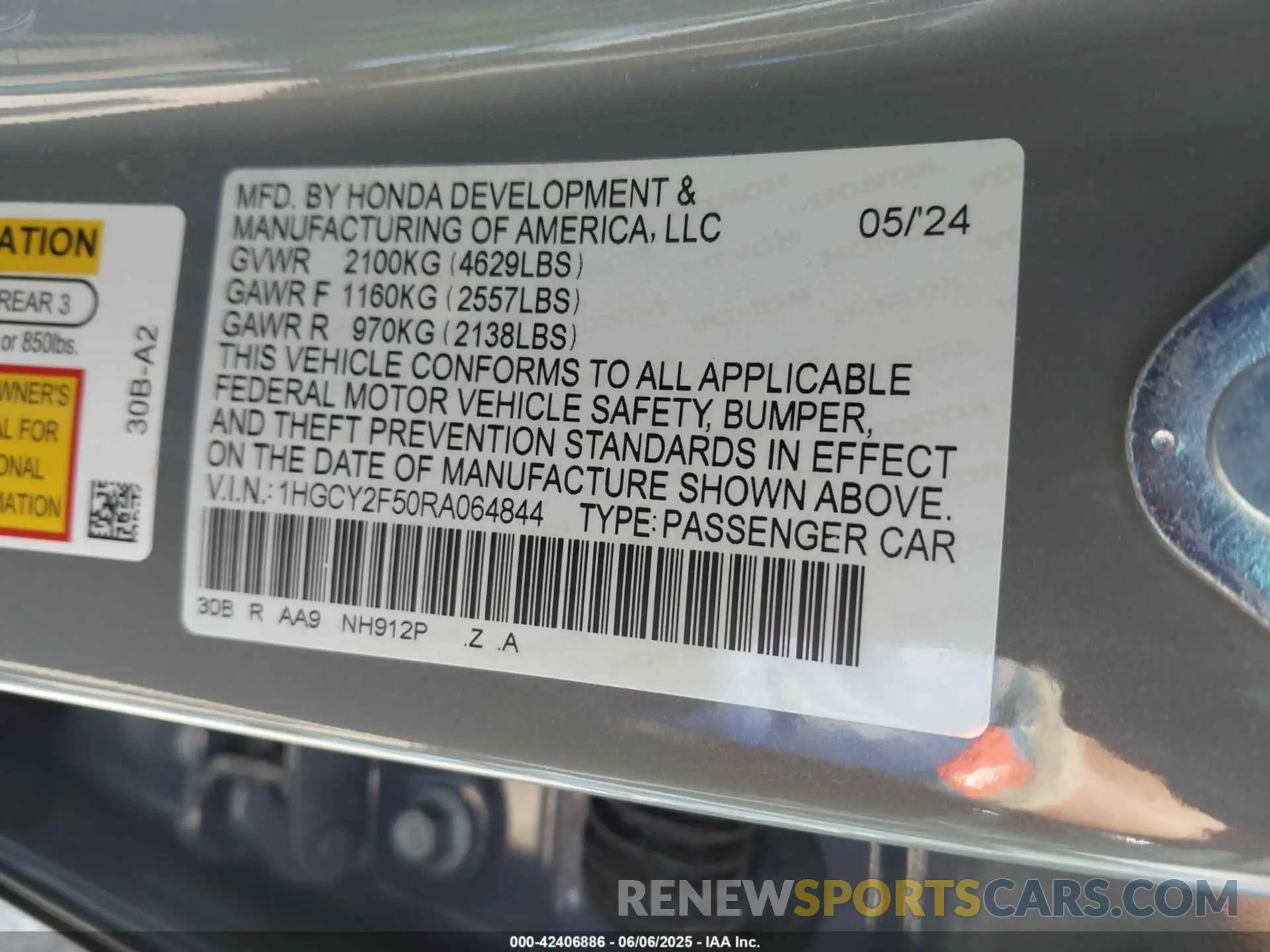 9 Photograph of a damaged car 1HGCY2F50RA064844 HONDA ACCORD 2024