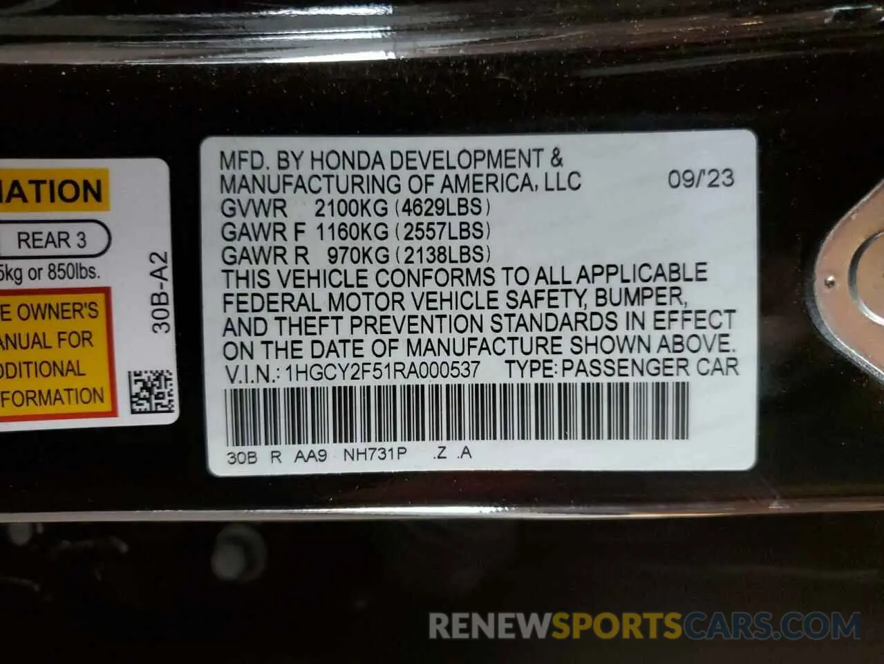 12 Photograph of a damaged car 1HGCY2F51RA000537 HONDA ACCORD 2024