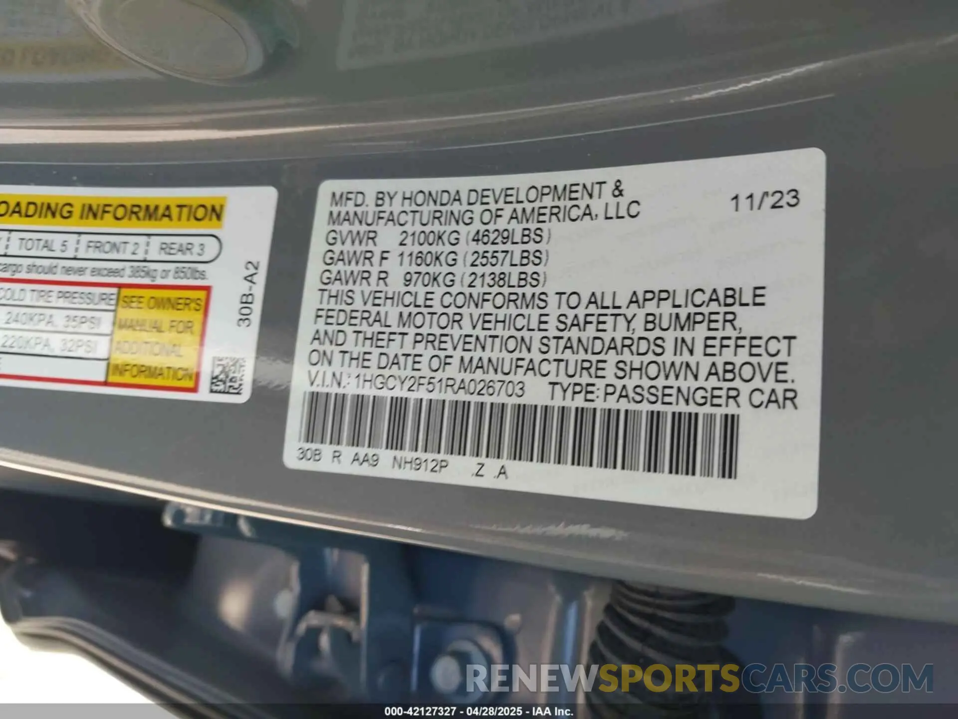 9 Photograph of a damaged car 1HGCY2F51RA026703 HONDA ACCORD 2024