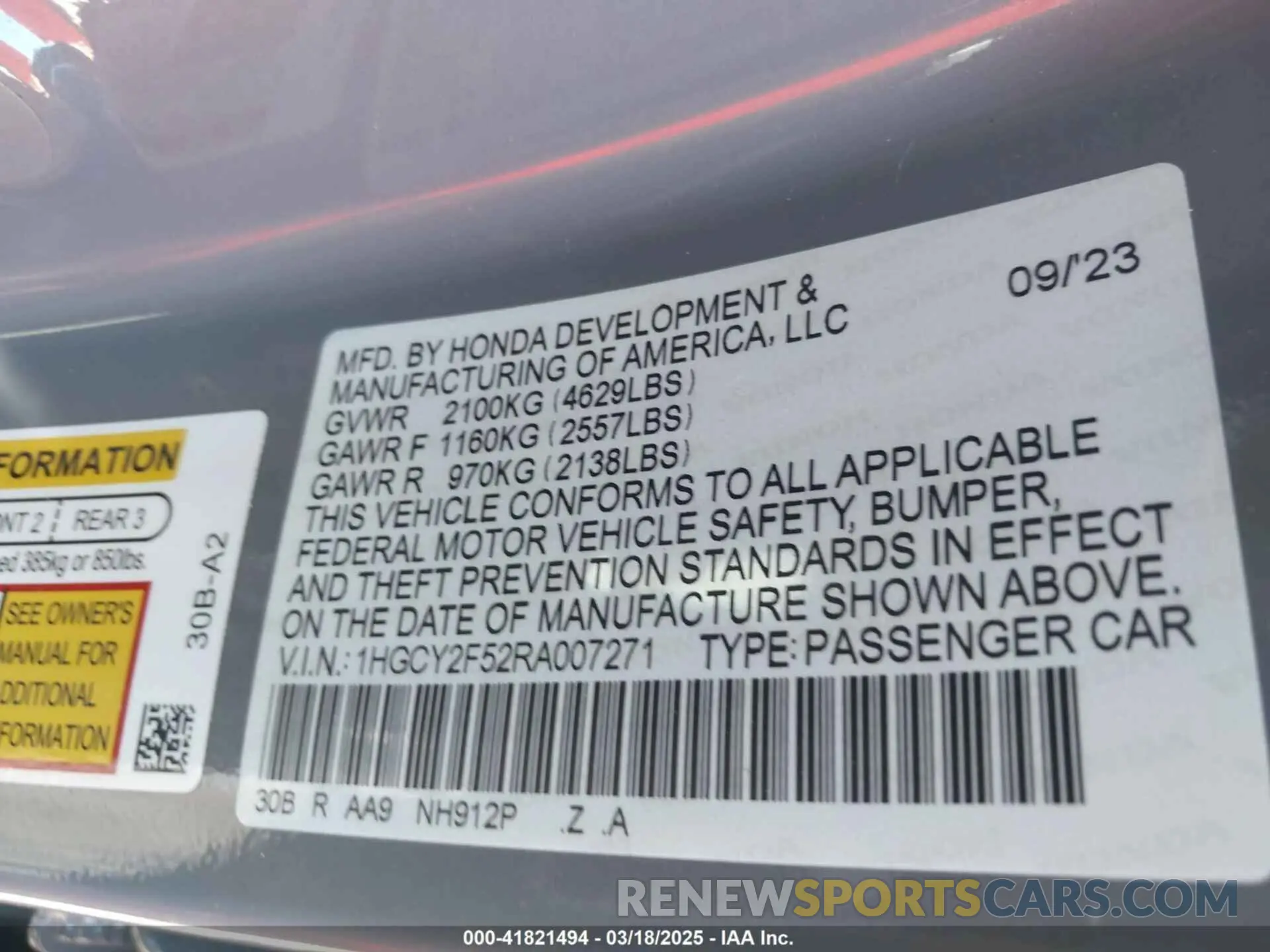 9 Photograph of a damaged car 1HGCY2F52RA007271 HONDA ACCORD 2024