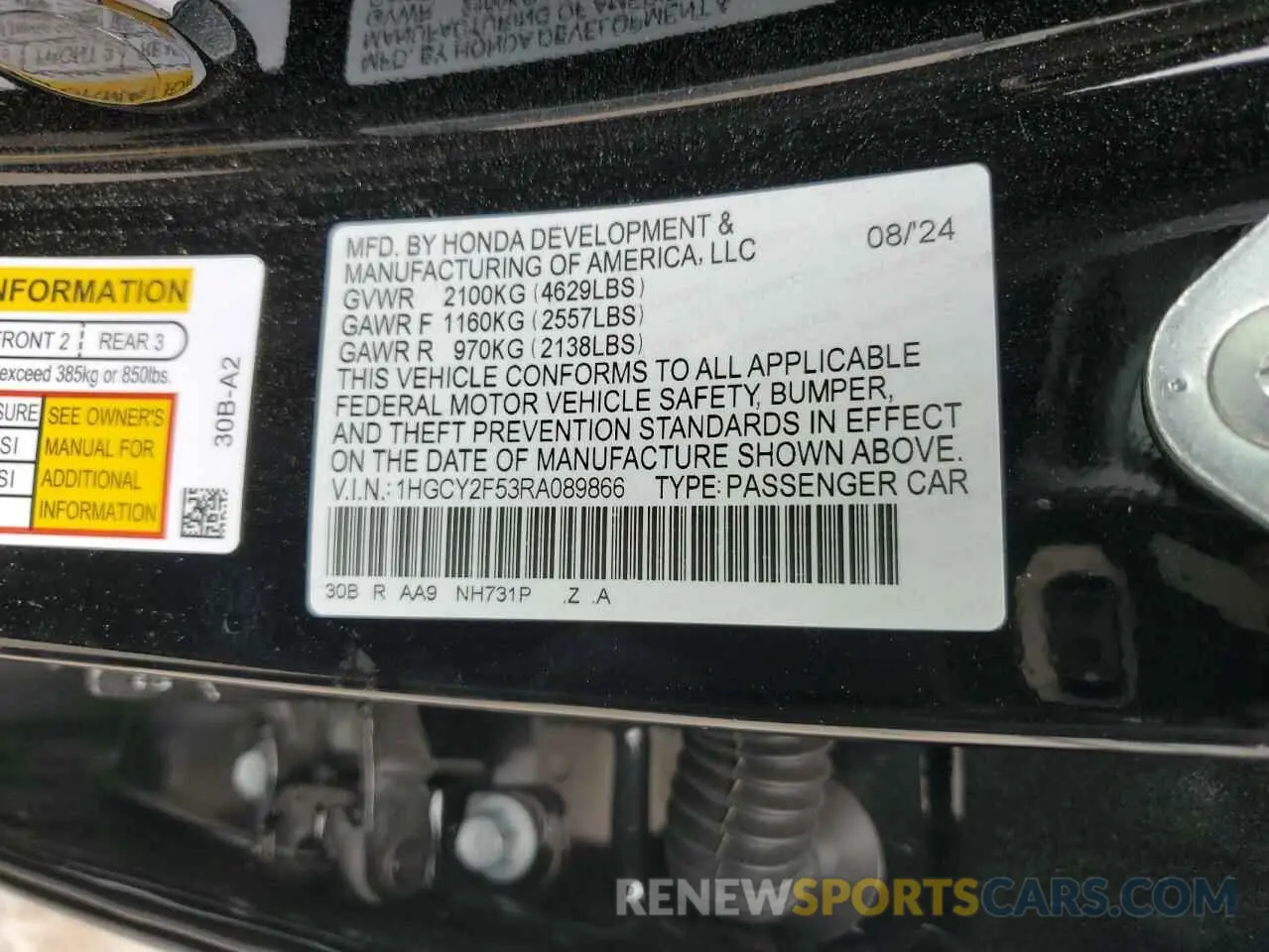 13 Photograph of a damaged car 1HGCY2F53RA089866 HONDA ACCORD 2024