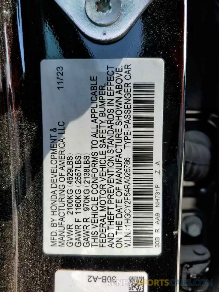 12 Photograph of a damaged car 1HGCY2F54RA025786 HONDA ACCORD 2024