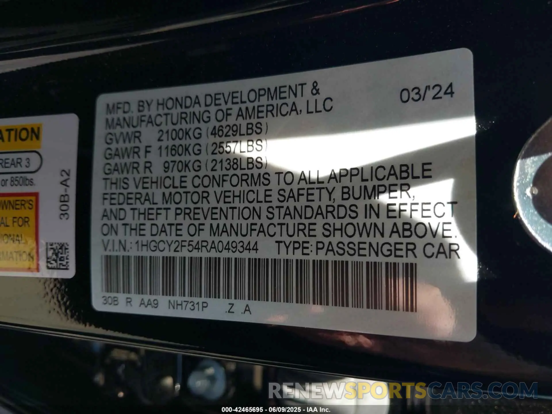 9 Photograph of a damaged car 1HGCY2F54RA049344 HONDA ACCORD 2024