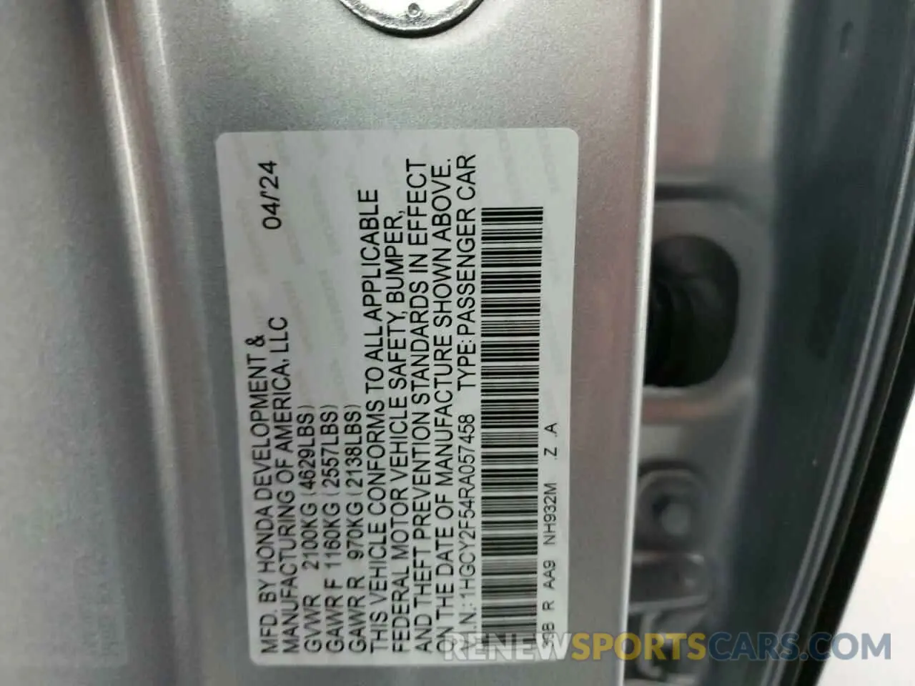 12 Photograph of a damaged car 1HGCY2F54RA057458 HONDA ACCORD 2024