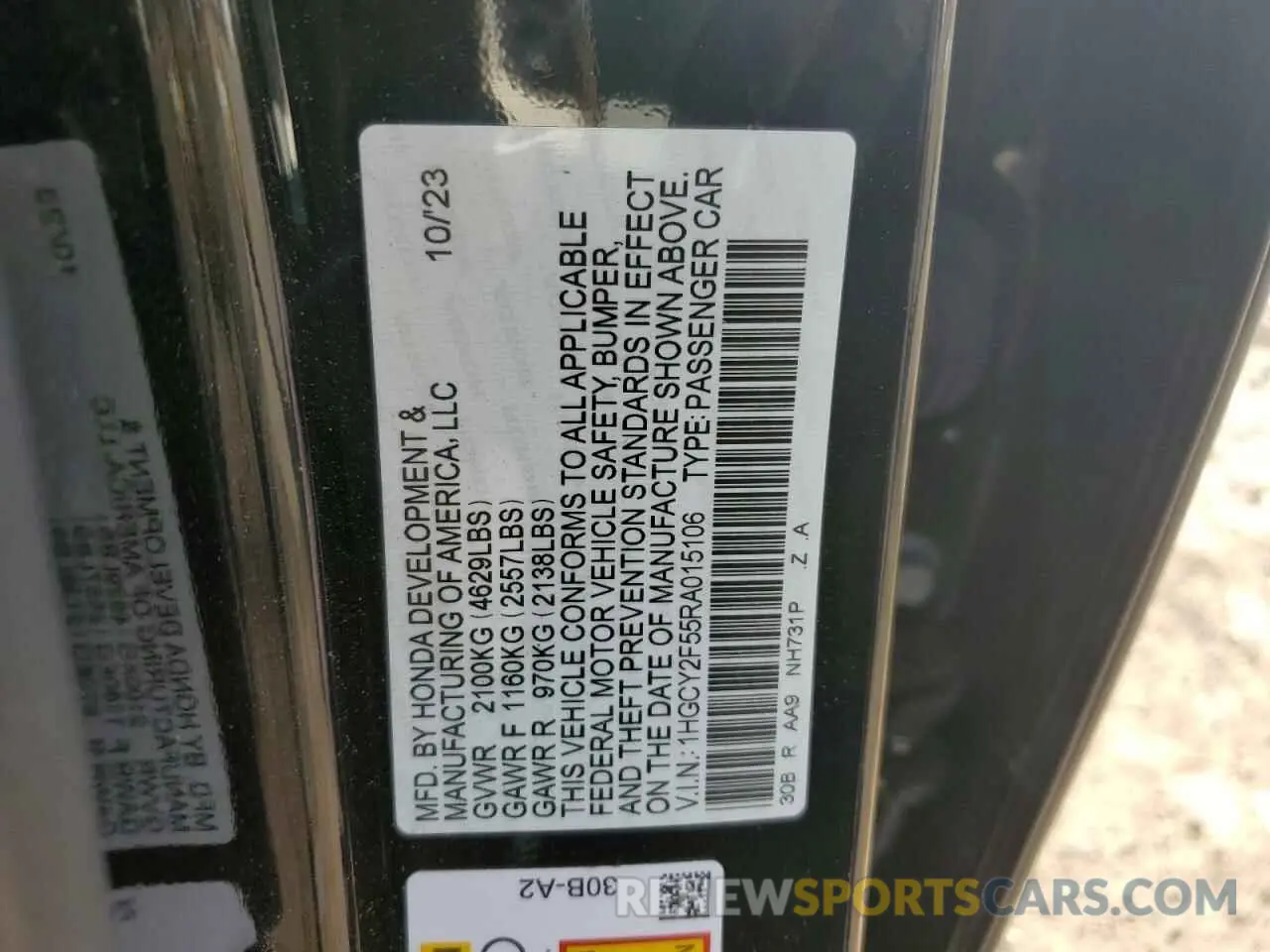 14 Photograph of a damaged car 1HGCY2F55RA015106 HONDA ACCORD 2024