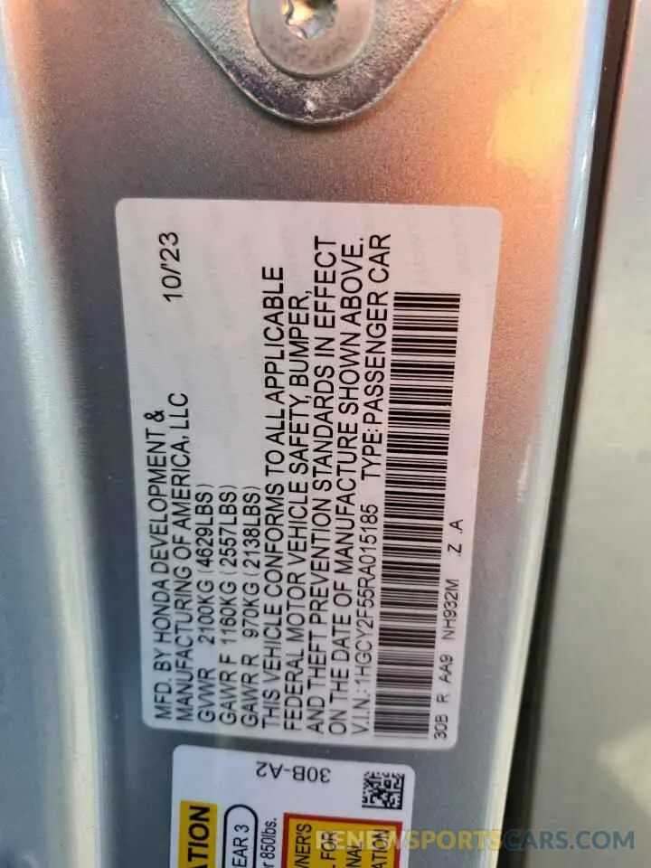 12 Photograph of a damaged car 1HGCY2F55RA015185 HONDA ACCORD 2024