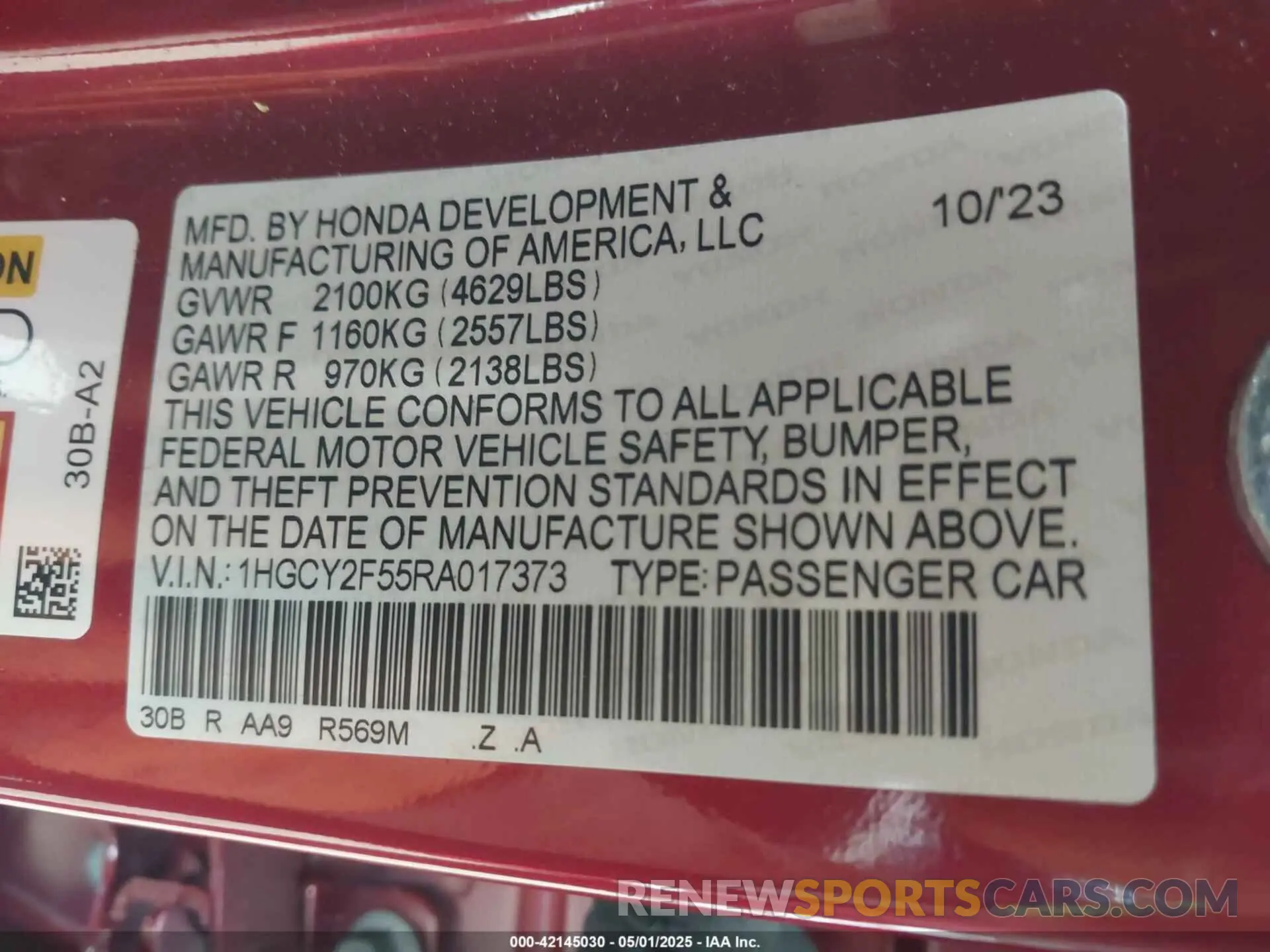 9 Photograph of a damaged car 1HGCY2F55RA017373 HONDA ACCORD 2024