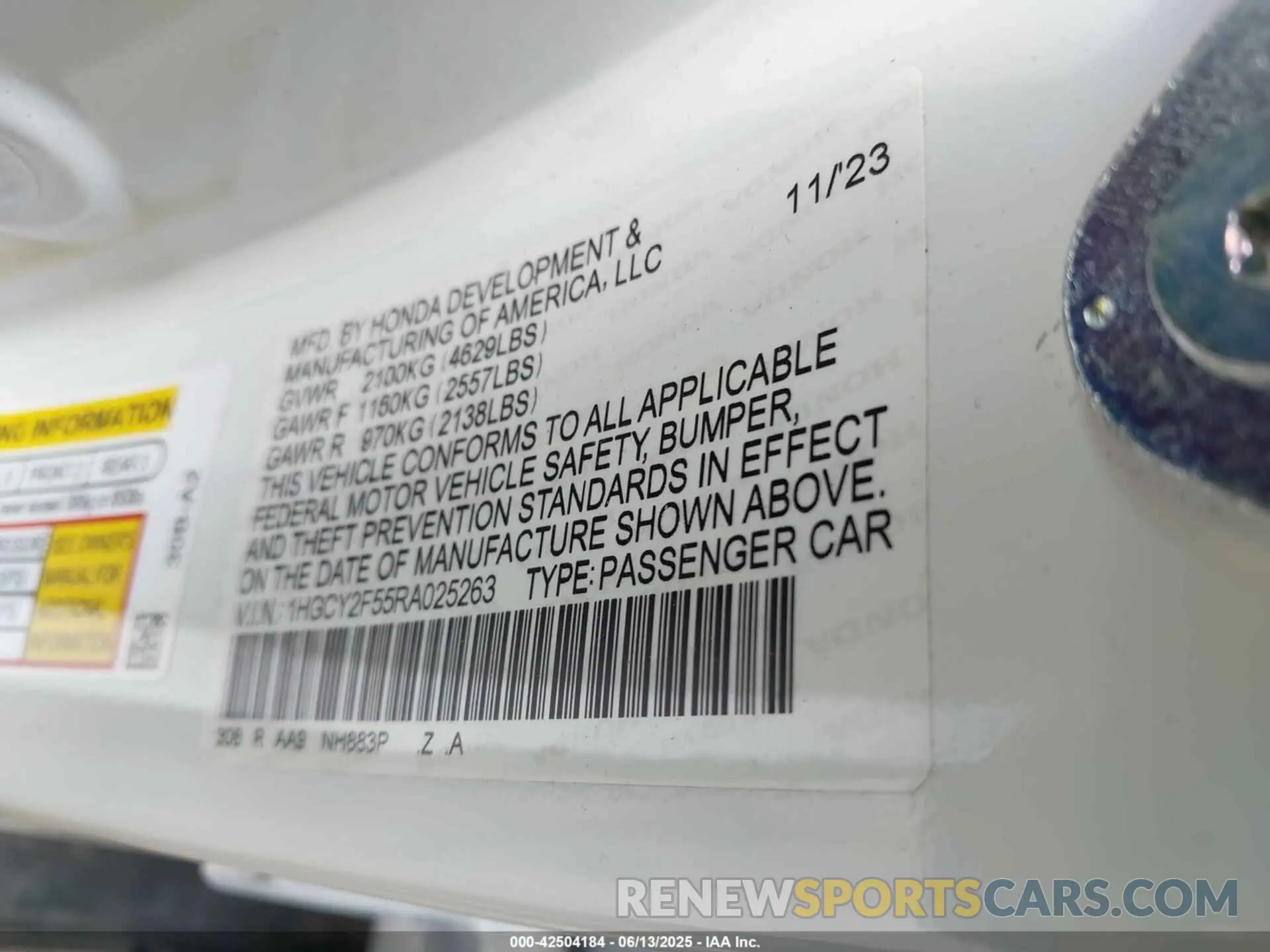 9 Photograph of a damaged car 1HGCY2F55RA025263 HONDA ACCORD 2024