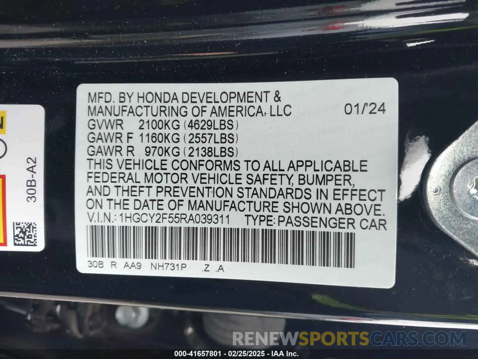 9 Photograph of a damaged car 1HGCY2F55RA039311 HONDA ACCORD 2024
