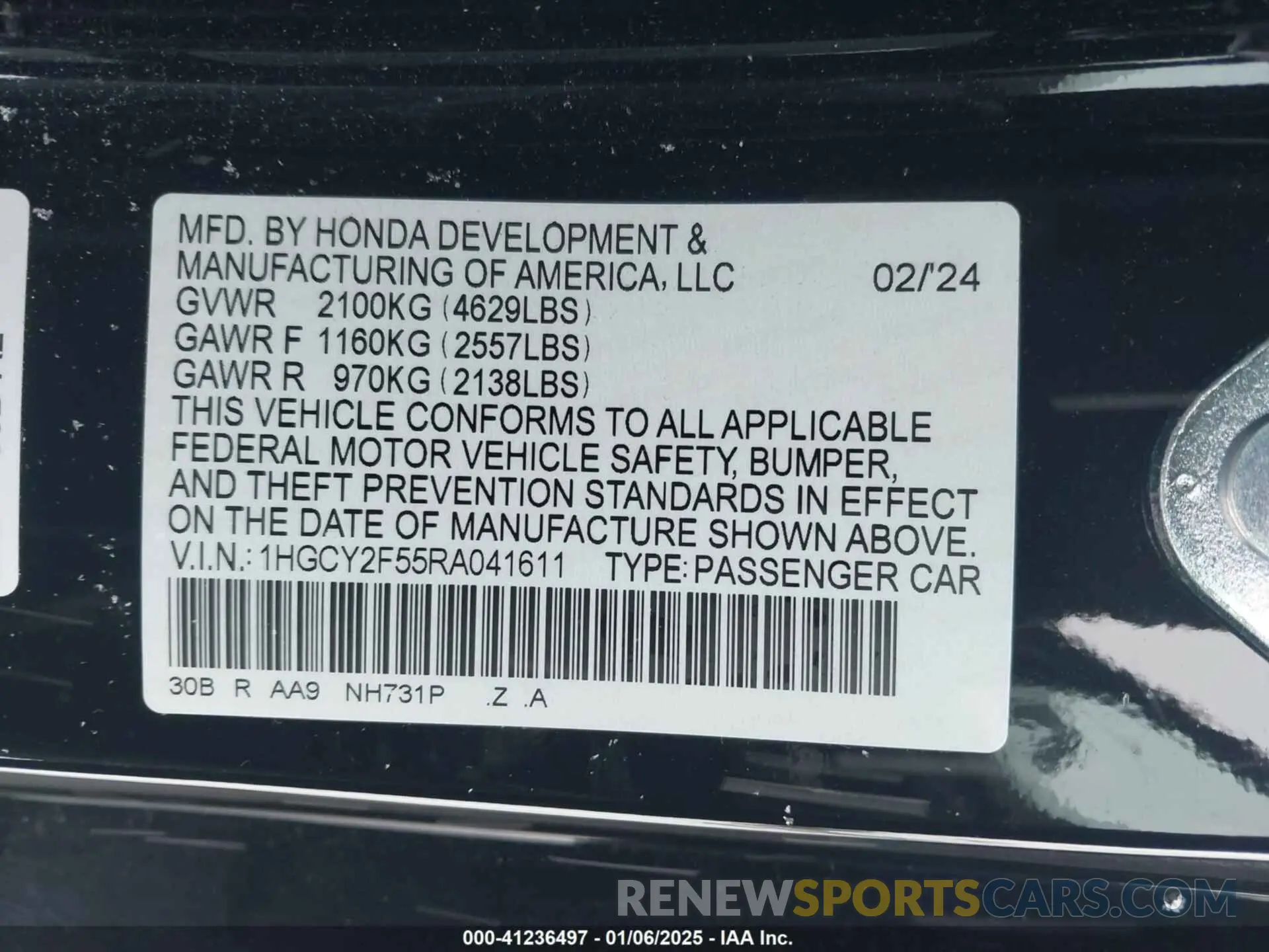 9 Photograph of a damaged car 1HGCY2F55RA041611 HONDA ACCORD 2024