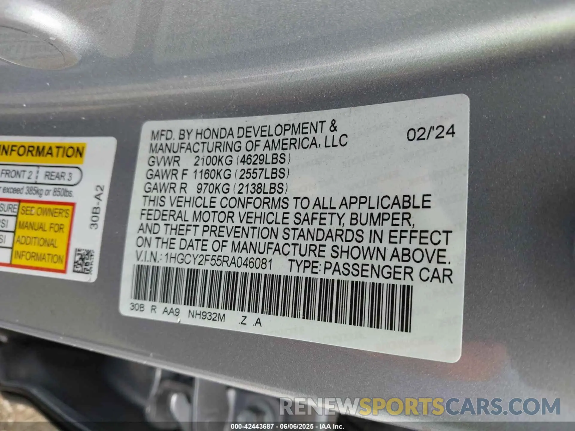 9 Photograph of a damaged car 1HGCY2F55RA046081 HONDA ACCORD 2024