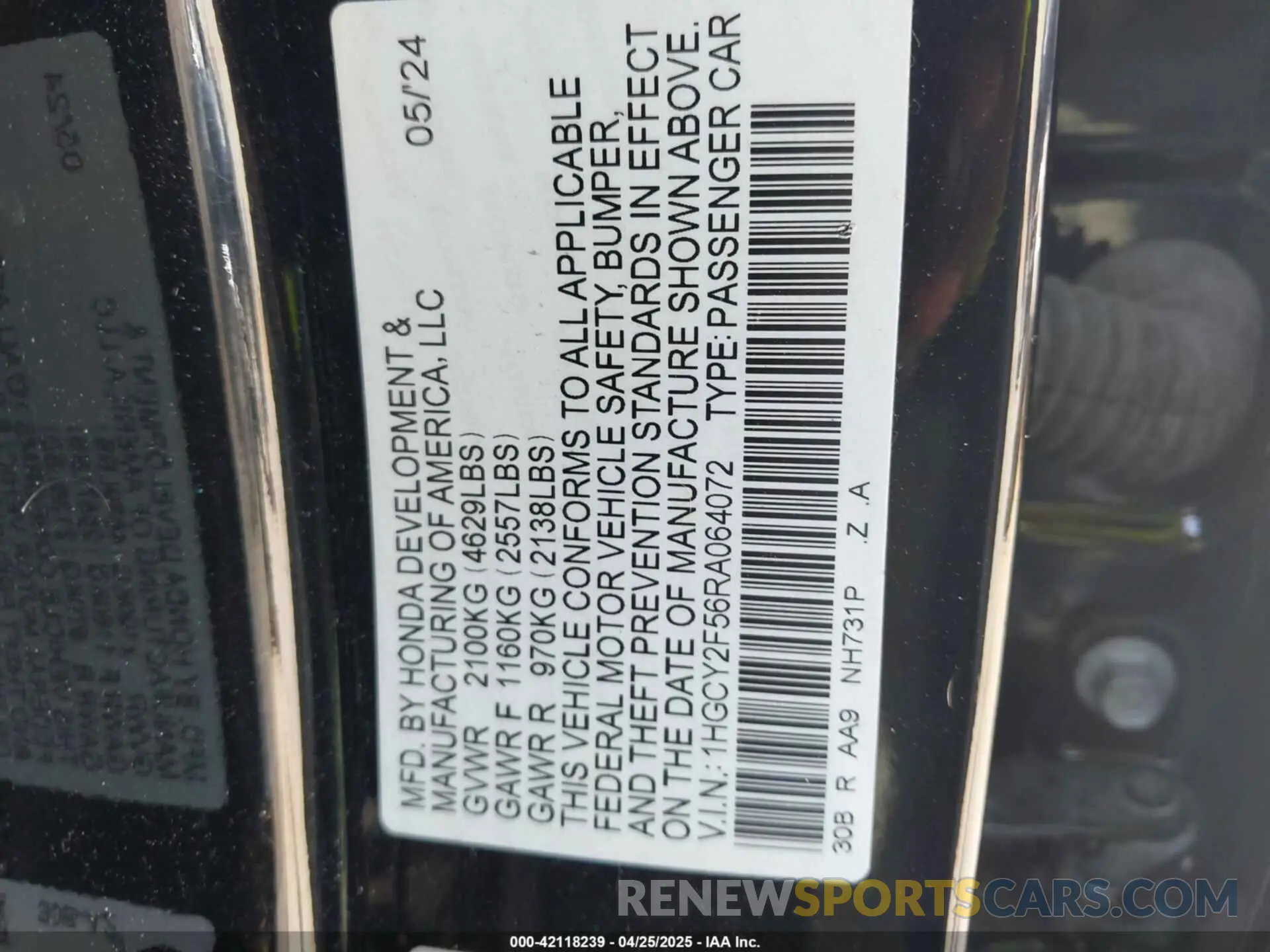 9 Photograph of a damaged car 1HGCY2F56RA064072 HONDA ACCORD 2024