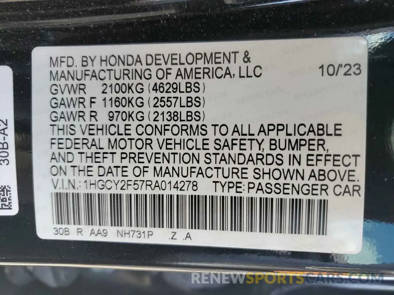 12 Photograph of a damaged car 1HGCY2F57RA014278 HONDA ACCORD 2024