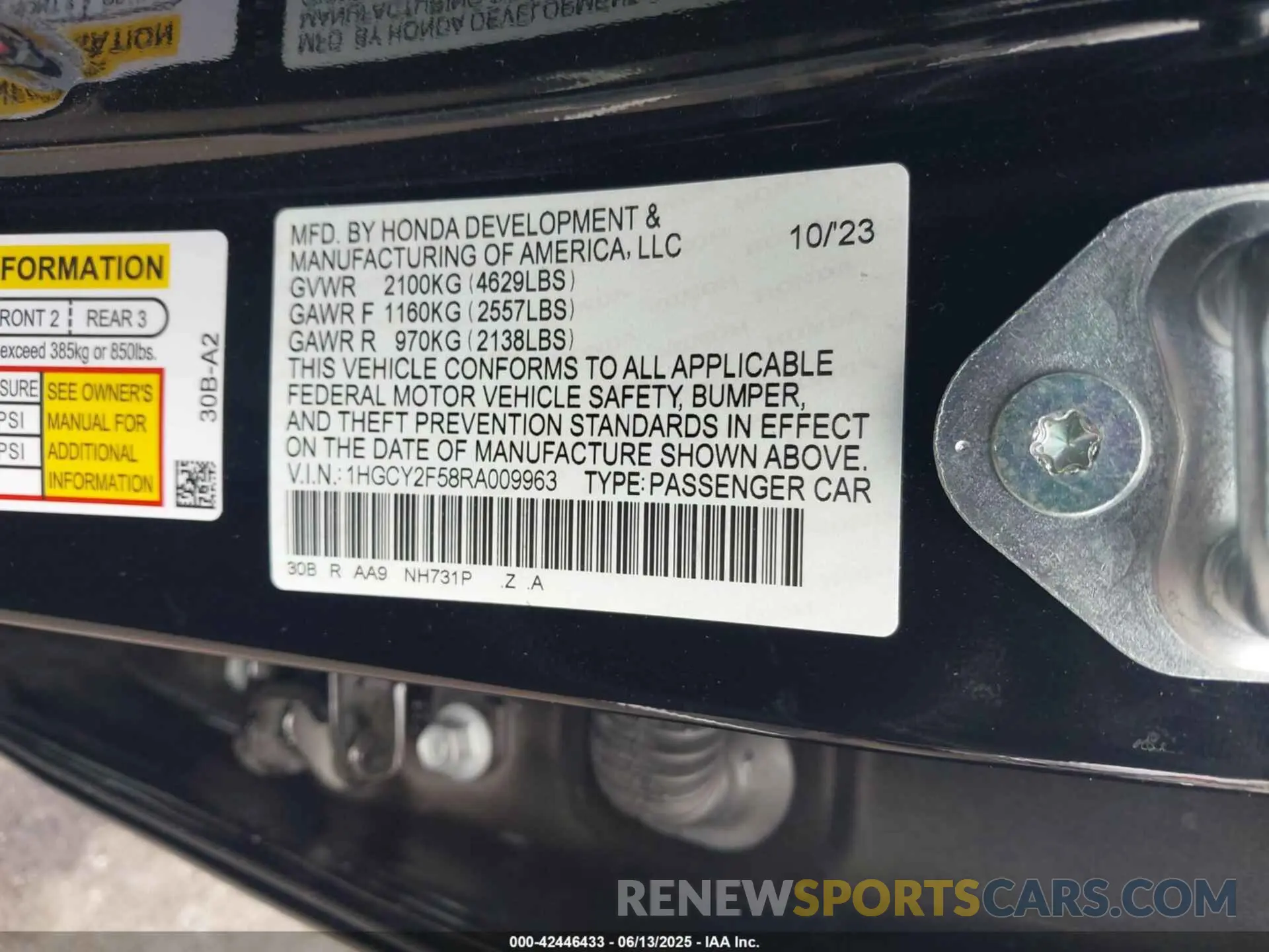 9 Photograph of a damaged car 1HGCY2F58RA009963 HONDA ACCORD 2024