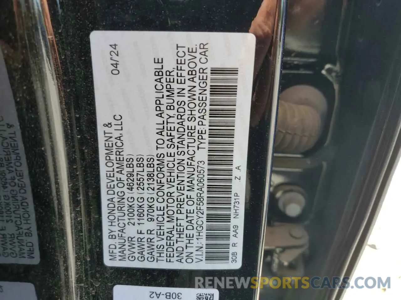14 Photograph of a damaged car 1HGCY2F58RA060573 HONDA ACCORD 2024