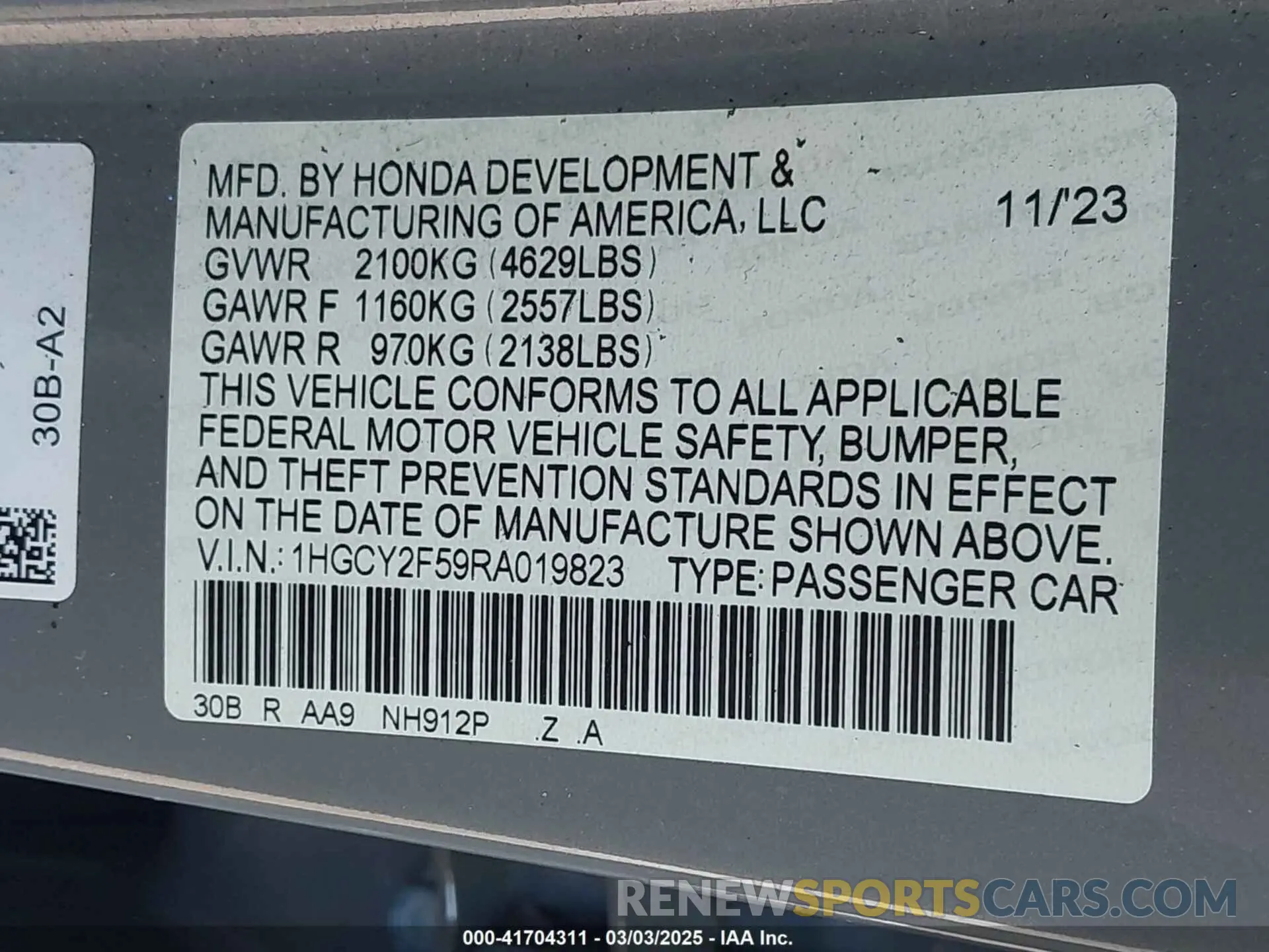 9 Photograph of a damaged car 1HGCY2F59RA019823 HONDA ACCORD 2024