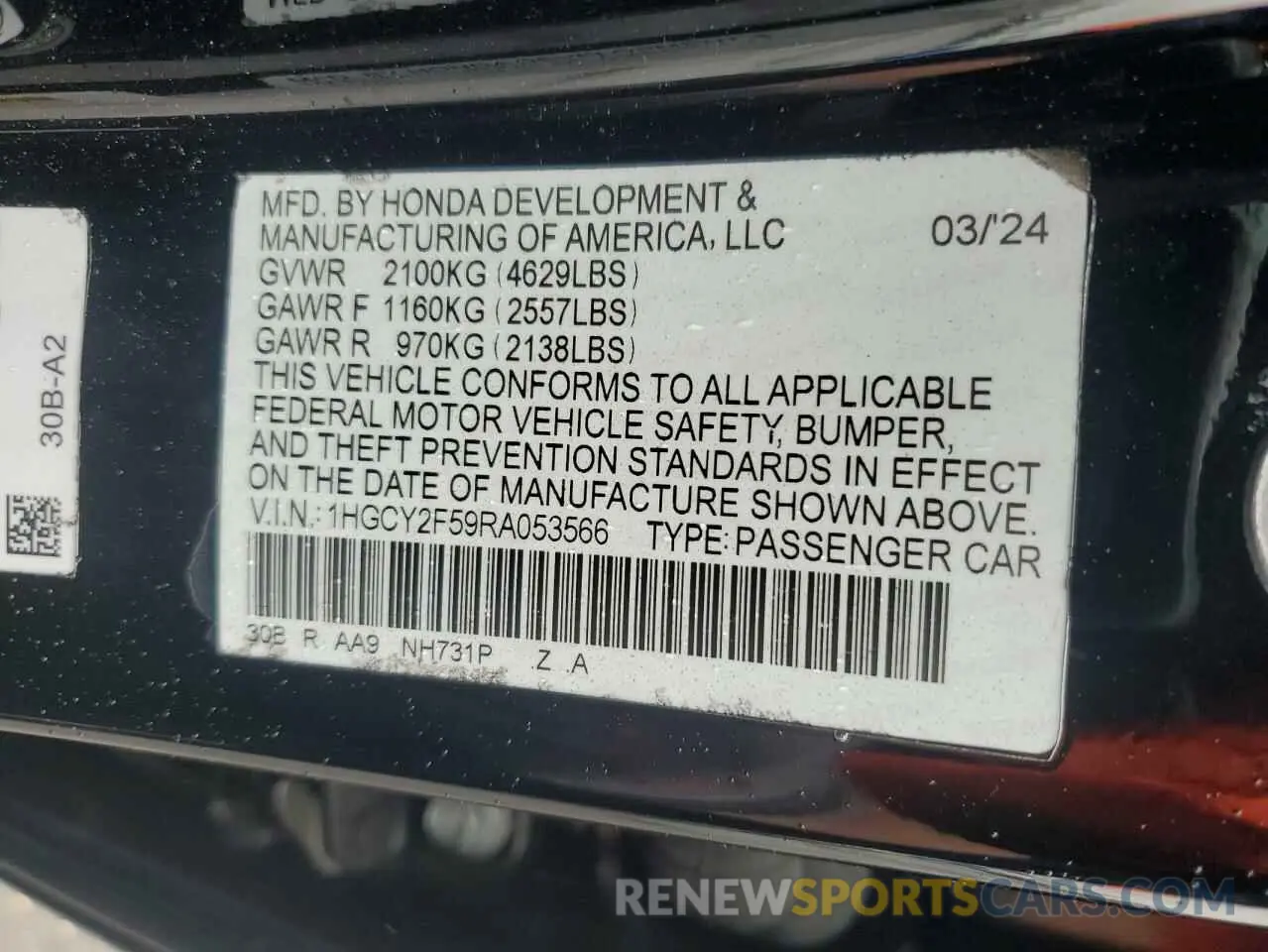 12 Photograph of a damaged car 1HGCY2F59RA053566 HONDA ACCORD 2024
