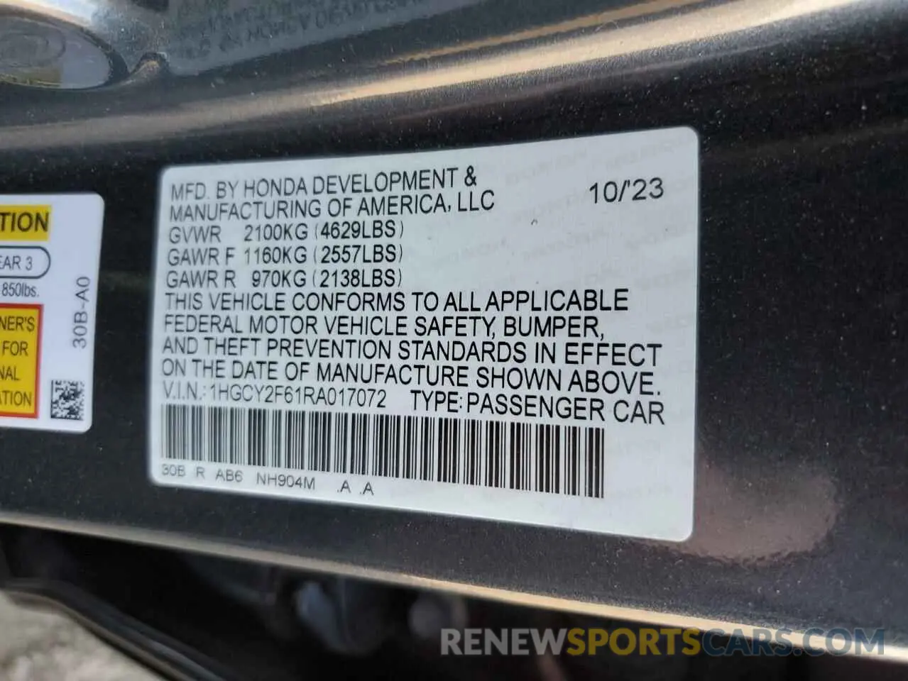 12 Photograph of a damaged car 1HGCY2F61RA017072 HONDA ACCORD 2024