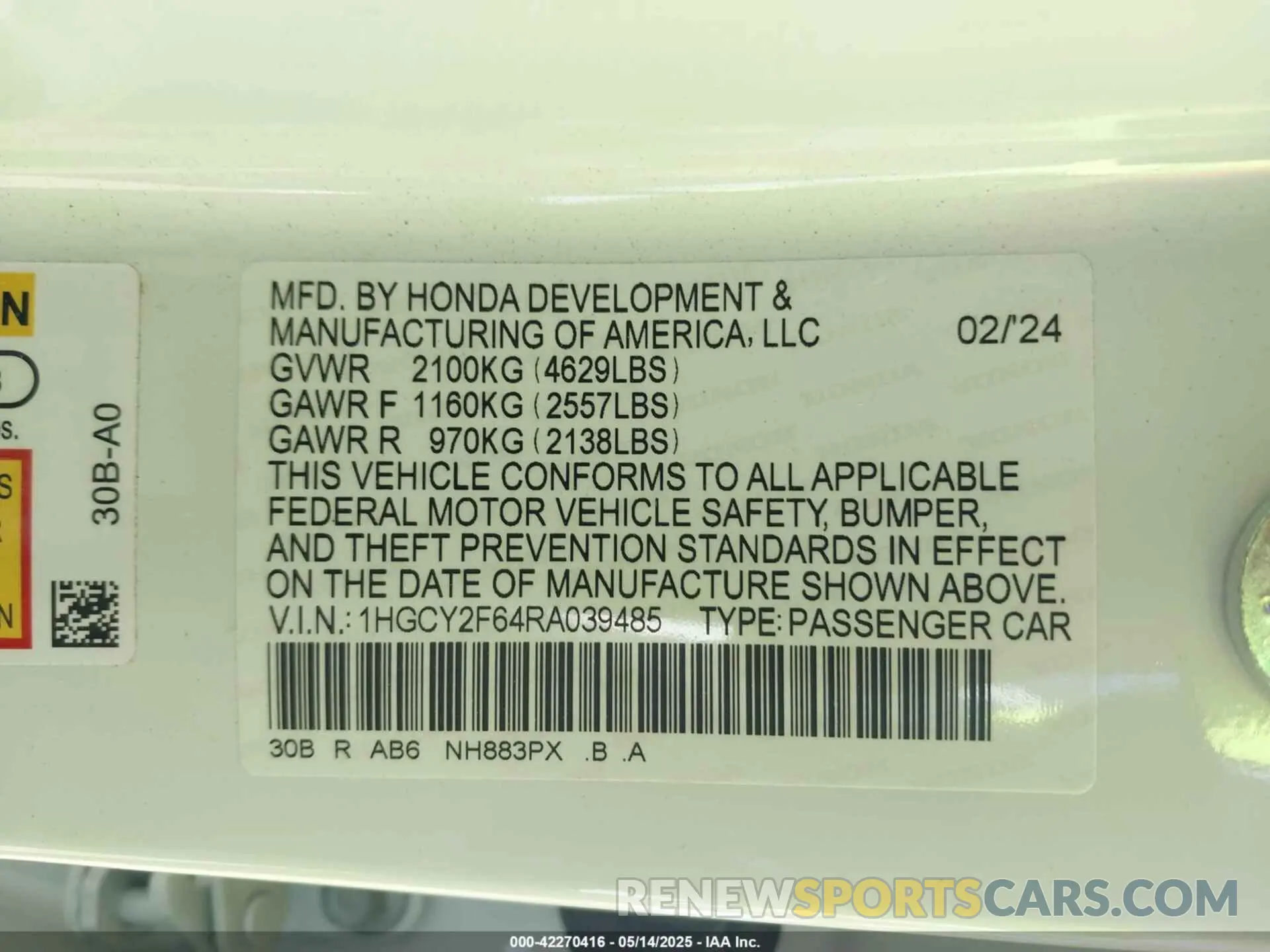 9 Photograph of a damaged car 1HGCY2F64RA039485 HONDA ACCORD 2024