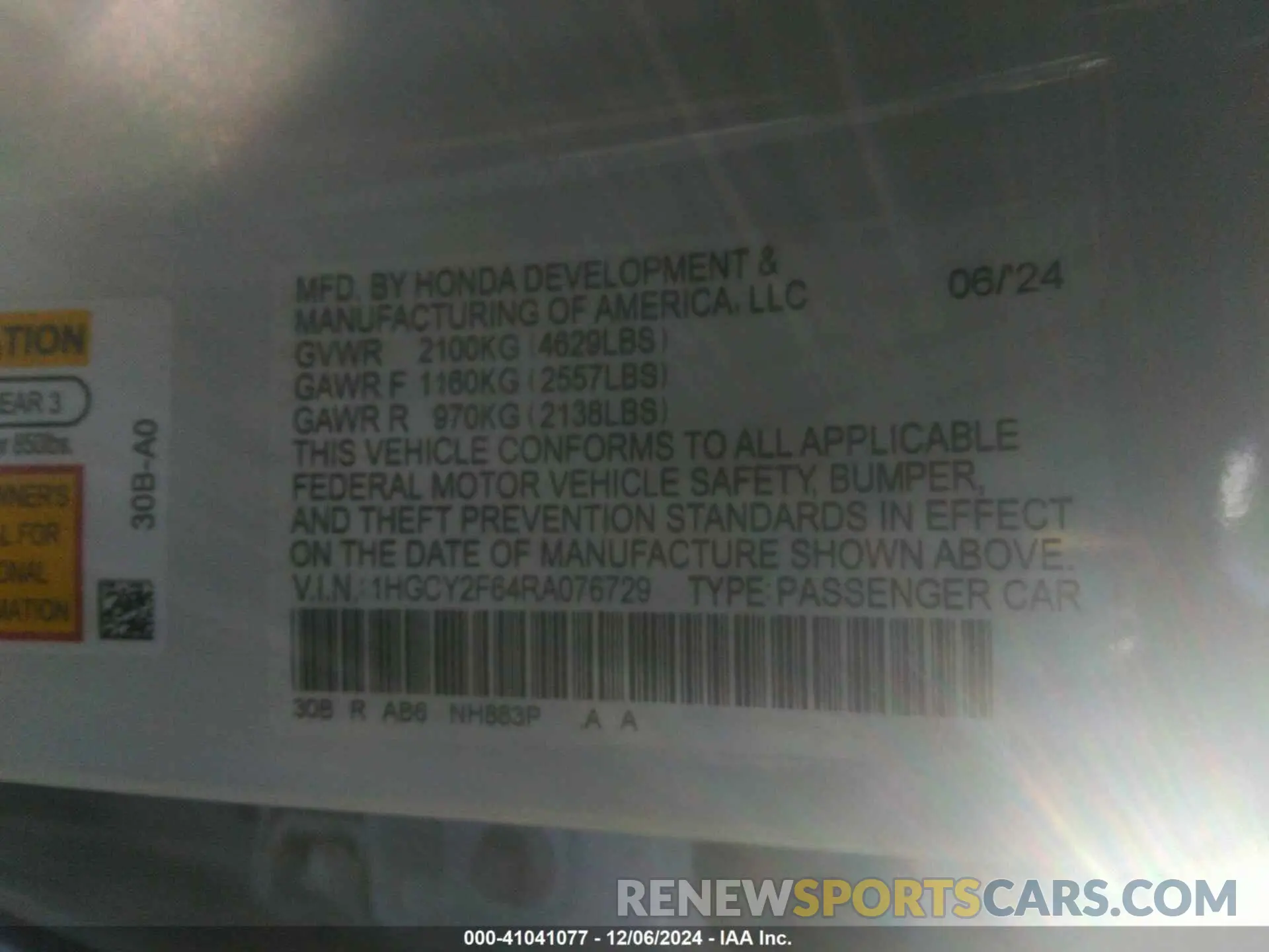 9 Photograph of a damaged car 1HGCY2F64RA076729 HONDA ACCORD 2024
