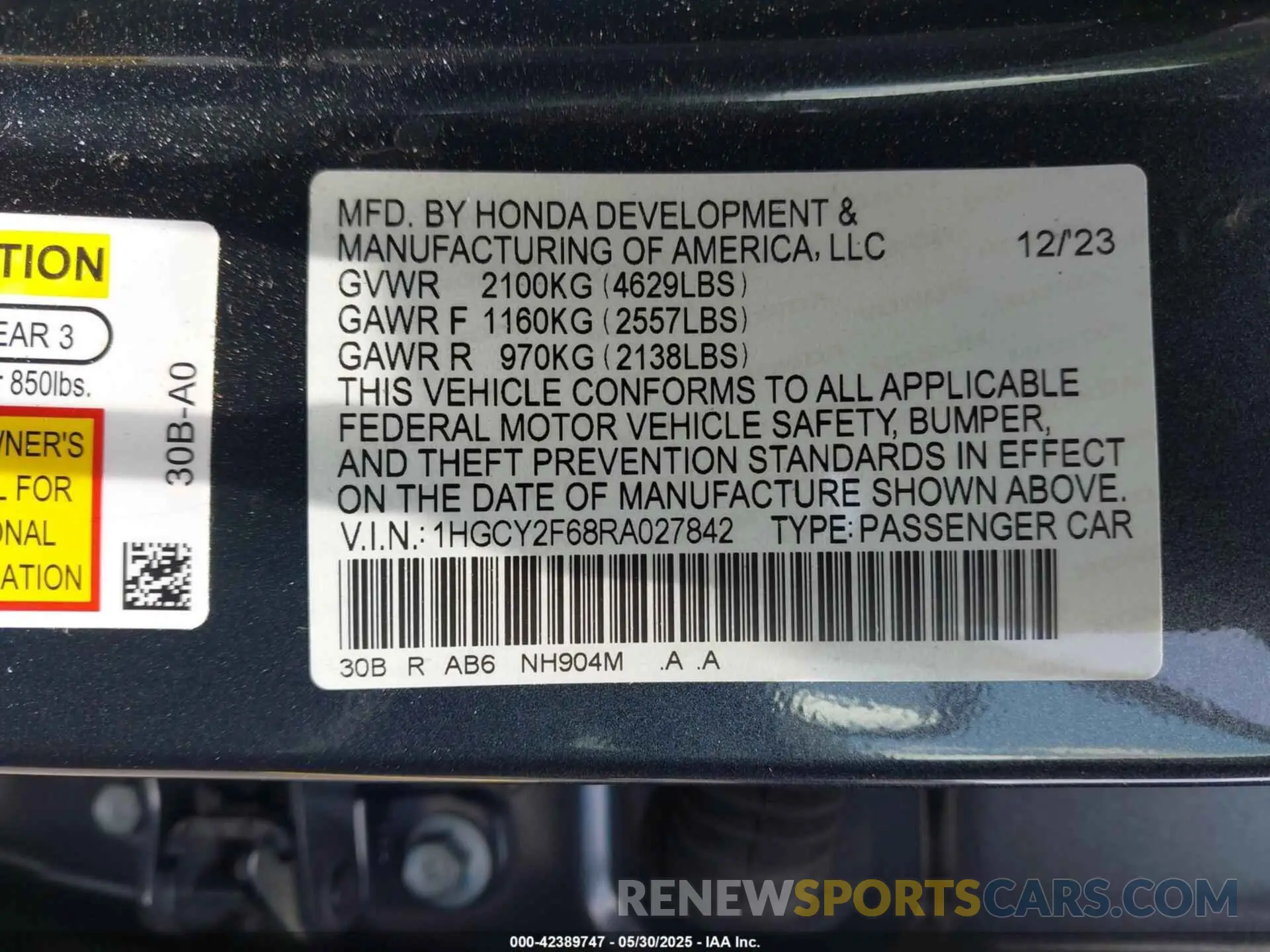 9 Photograph of a damaged car 1HGCY2F68RA027842 HONDA ACCORD 2024