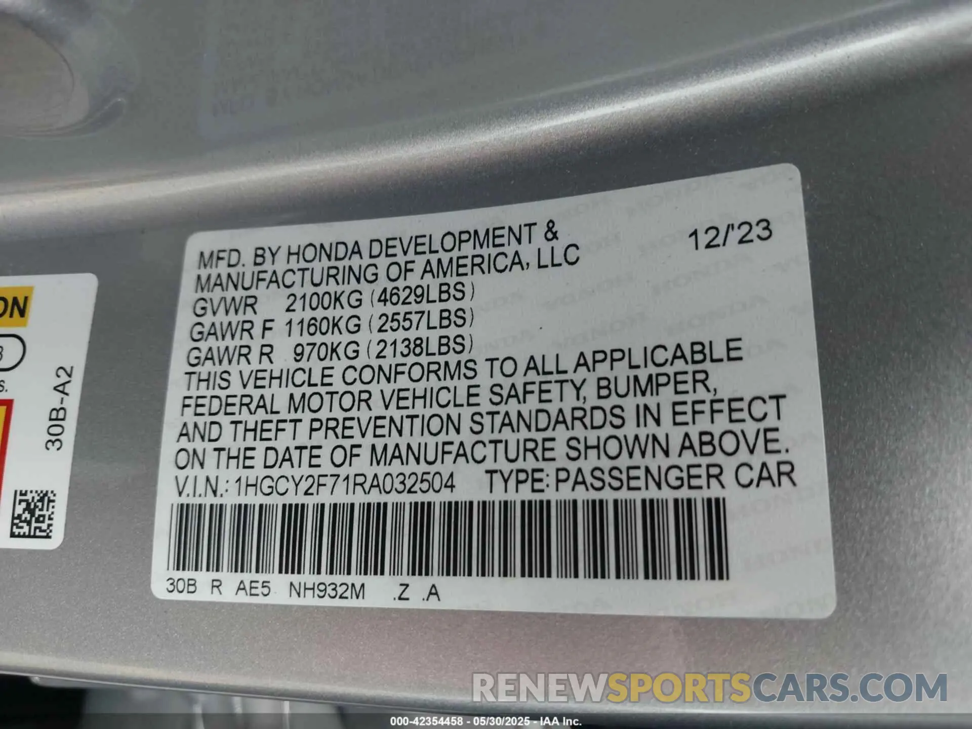 9 Photograph of a damaged car 1HGCY2F71RA032504 HONDA ACCORD 2024