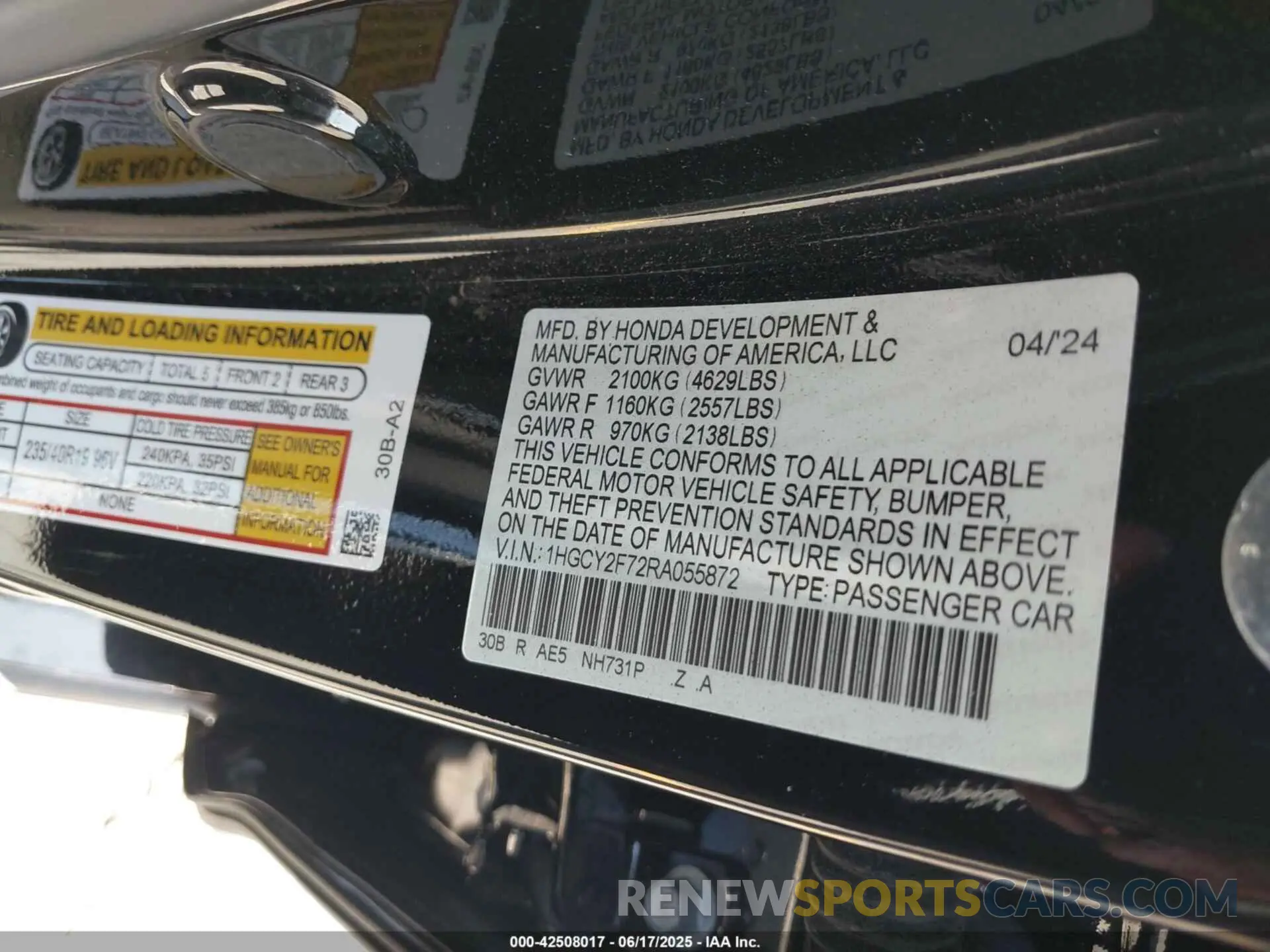9 Photograph of a damaged car 1HGCY2F72RA055872 HONDA ACCORD 2024