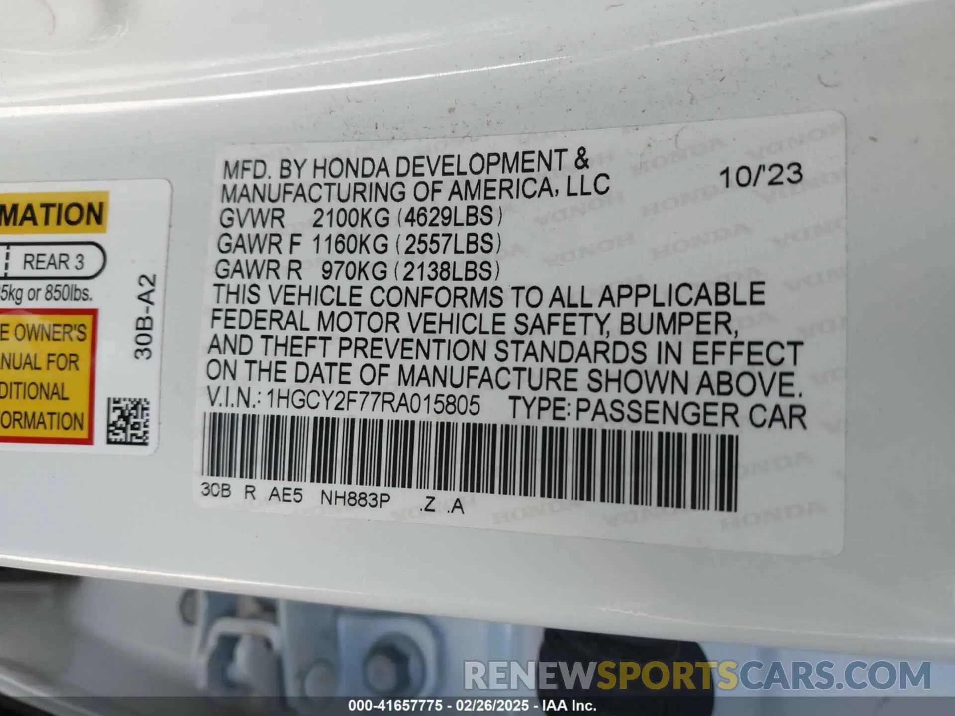 9 Photograph of a damaged car 1HGCY2F77RA015805 HONDA ACCORD 2024