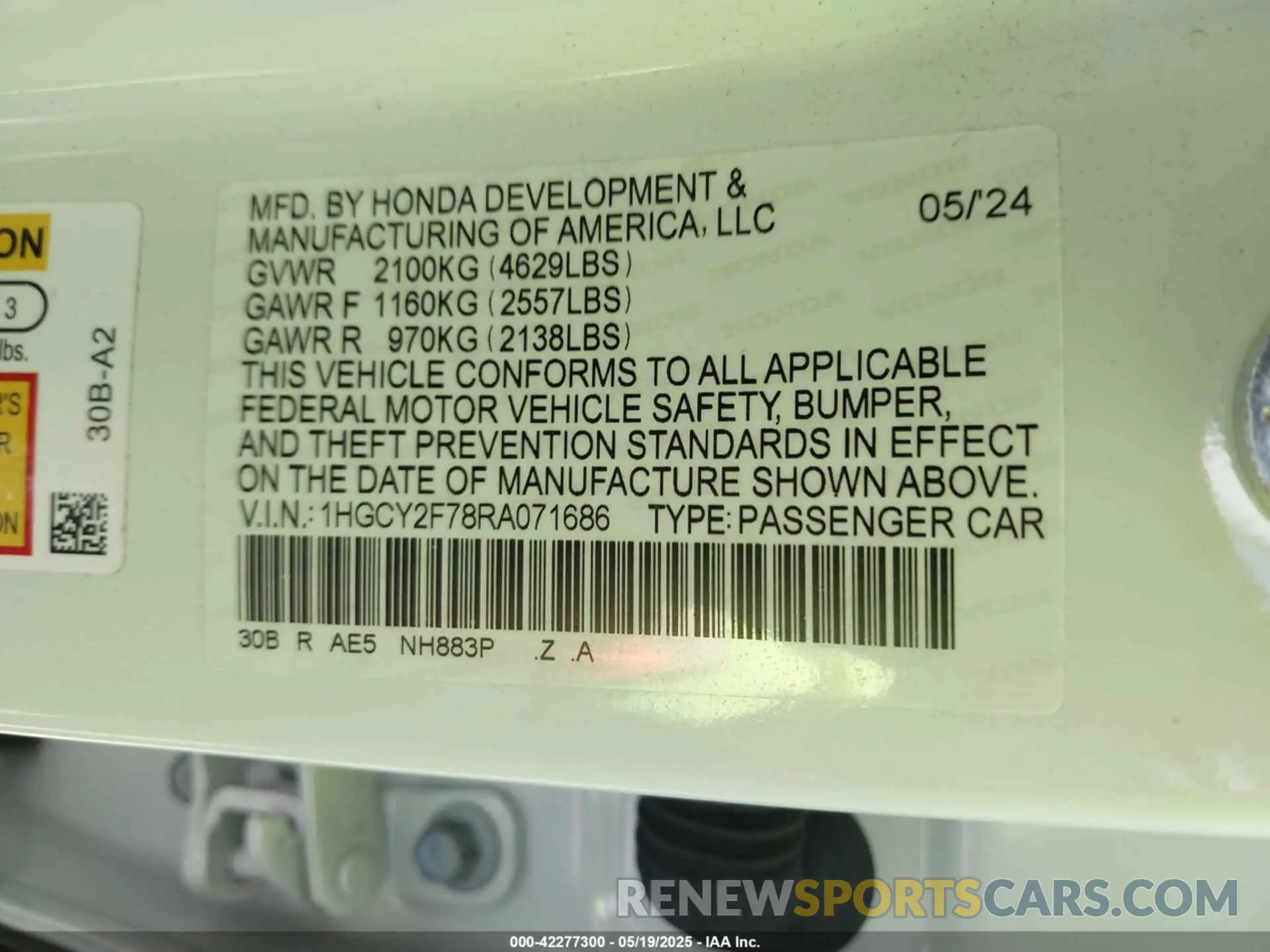 9 Photograph of a damaged car 1HGCY2F78RA071686 HONDA ACCORD 2024