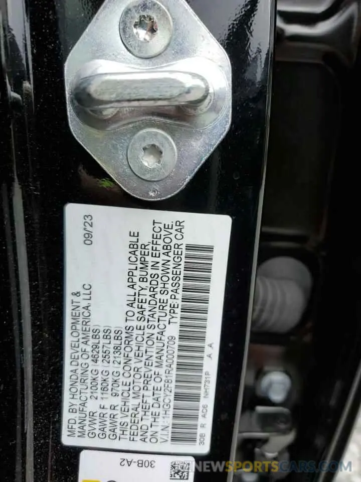 12 Photograph of a damaged car 1HGCY2F81RA000709 HONDA ACCORD 2024