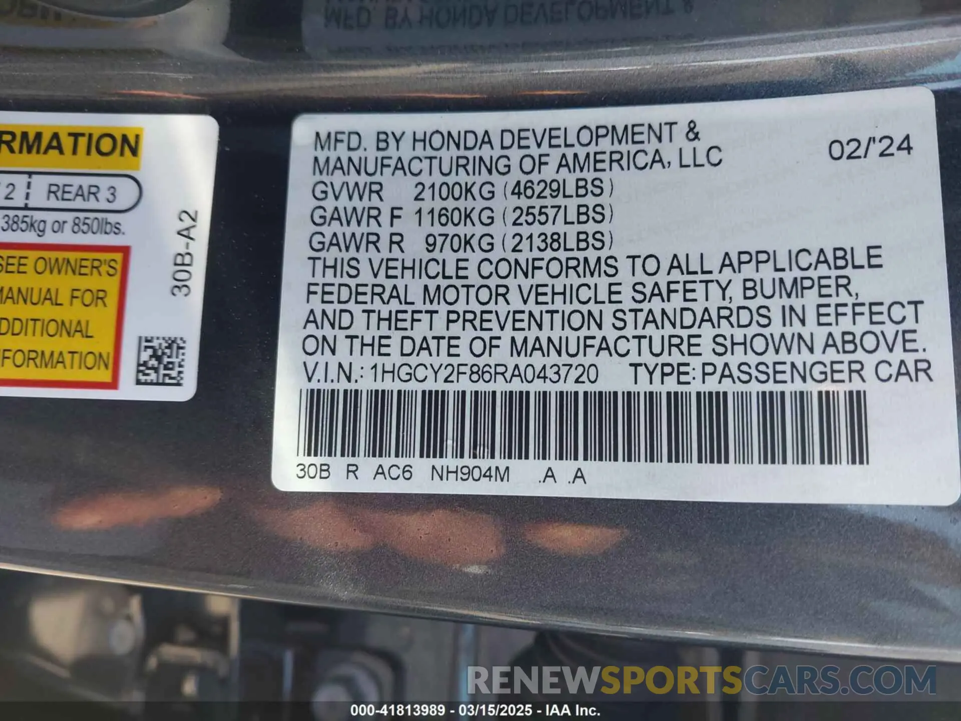 9 Photograph of a damaged car 1HGCY2F86RA043720 HONDA ACCORD 2024
