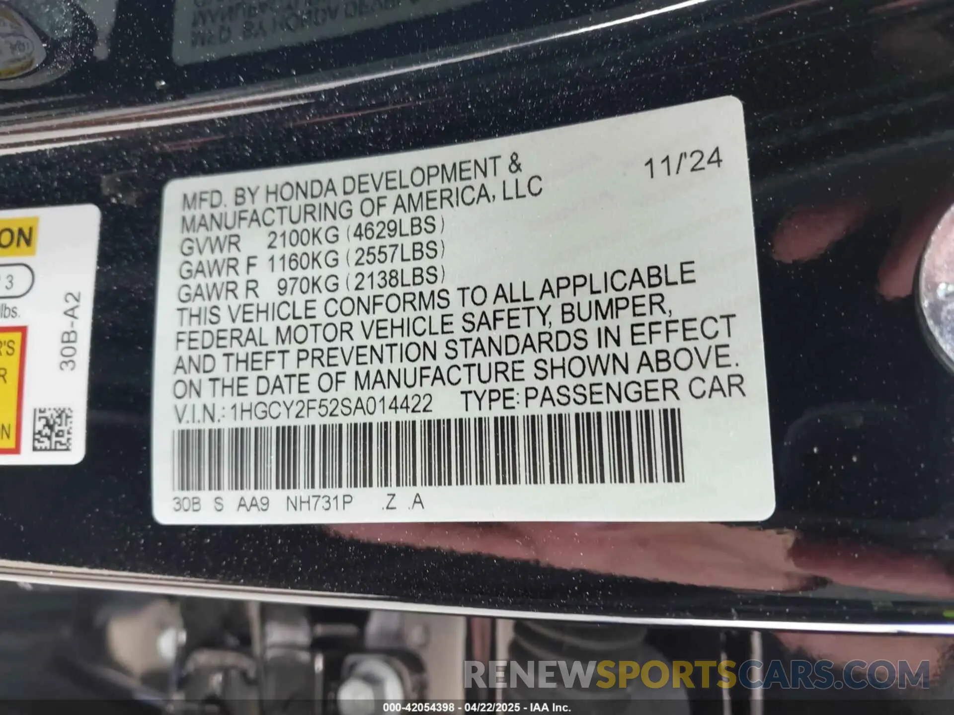 9 Photograph of a damaged car 1HGCY2F52SA014422 HONDA ACCORD 2025