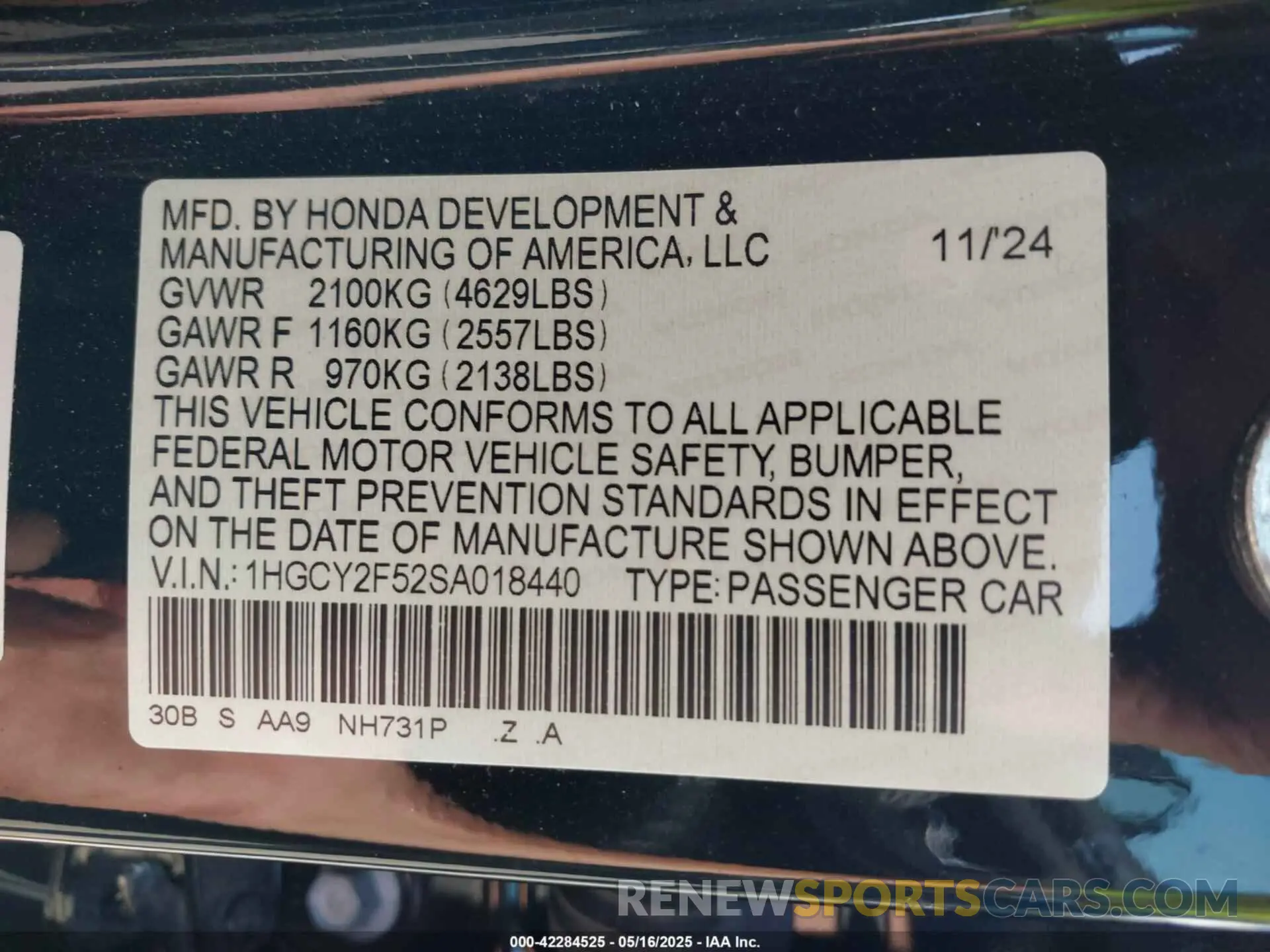 9 Photograph of a damaged car 1HGCY2F52SA018440 HONDA ACCORD 2025