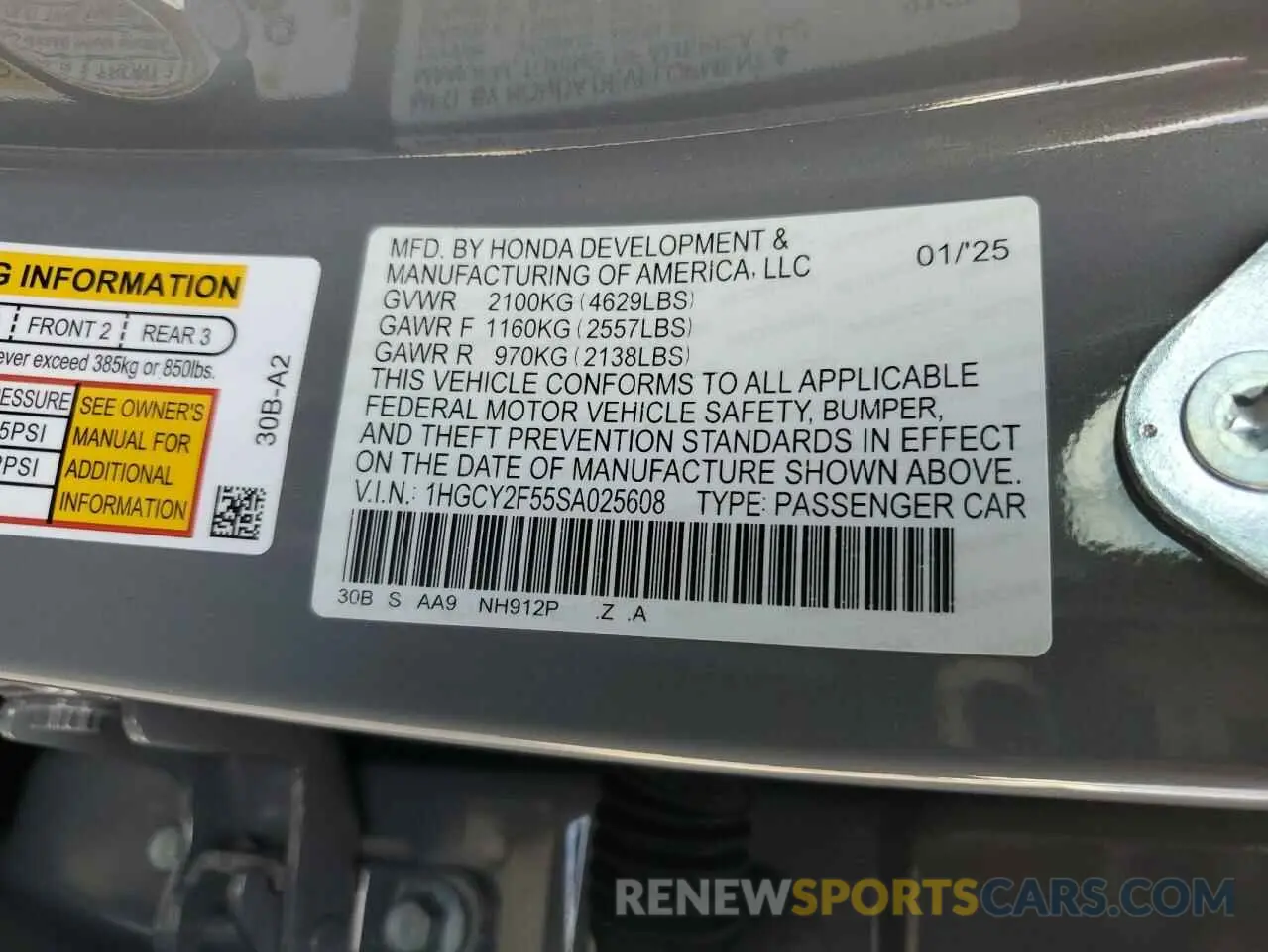 14 Photograph of a damaged car 1HGCY2F55SA025608 HONDA ACCORD 2025