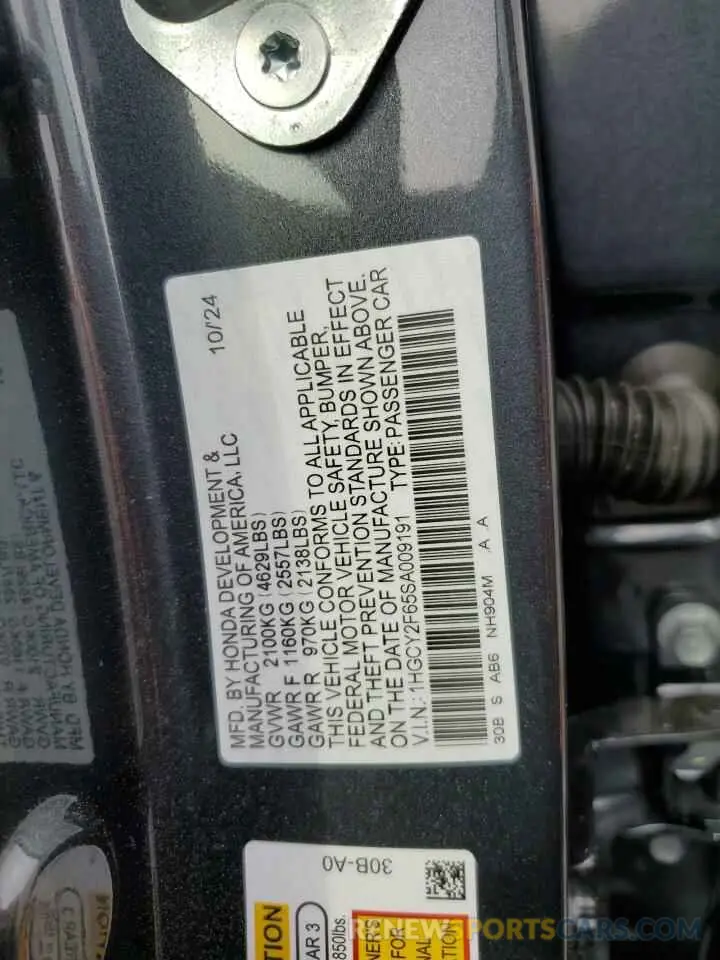 13 Photograph of a damaged car 1HGCY2F65SA009191 HONDA ACCORD 2025