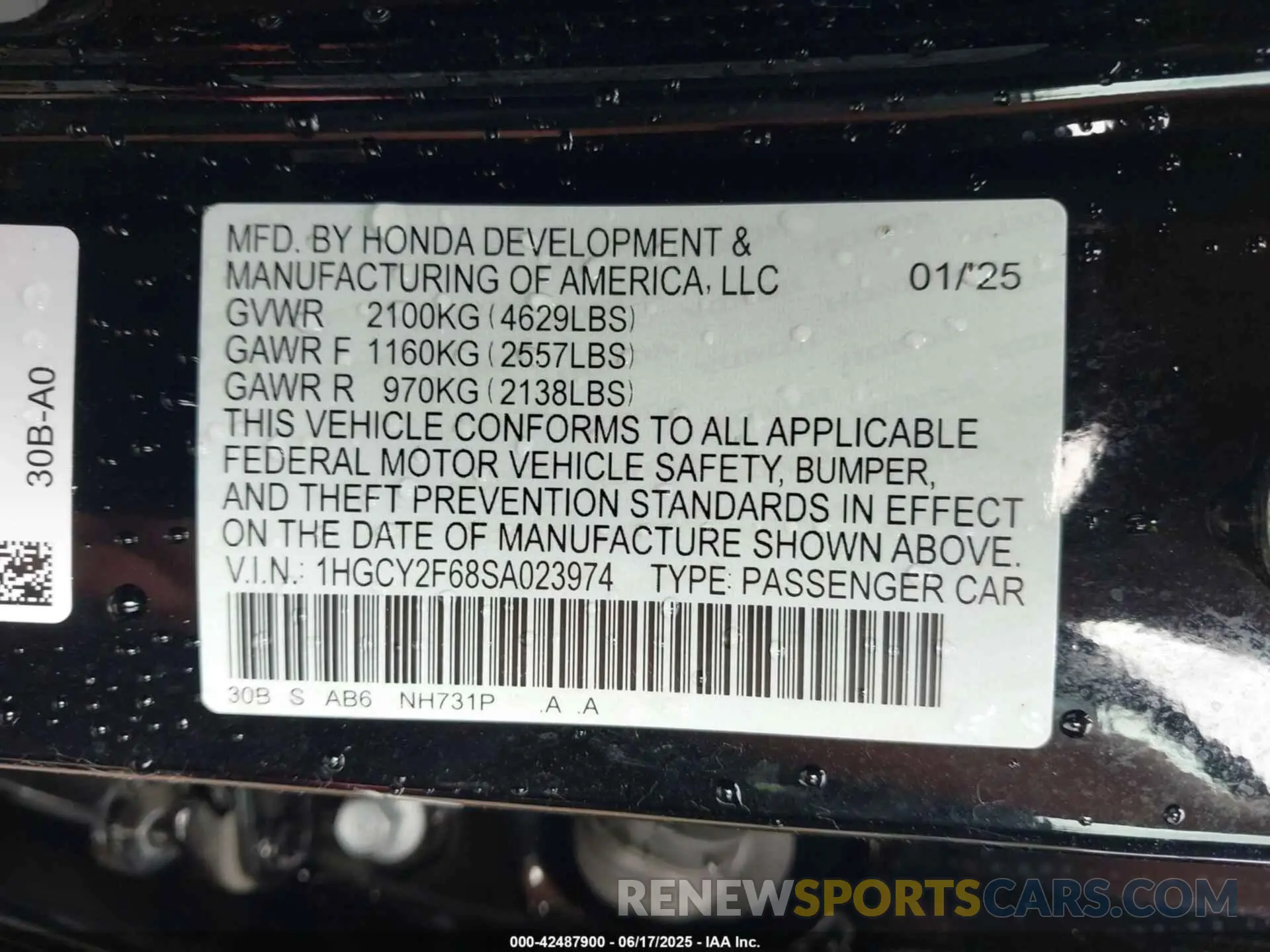 9 Photograph of a damaged car 1HGCY2F68SA023974 HONDA ACCORD 2025
