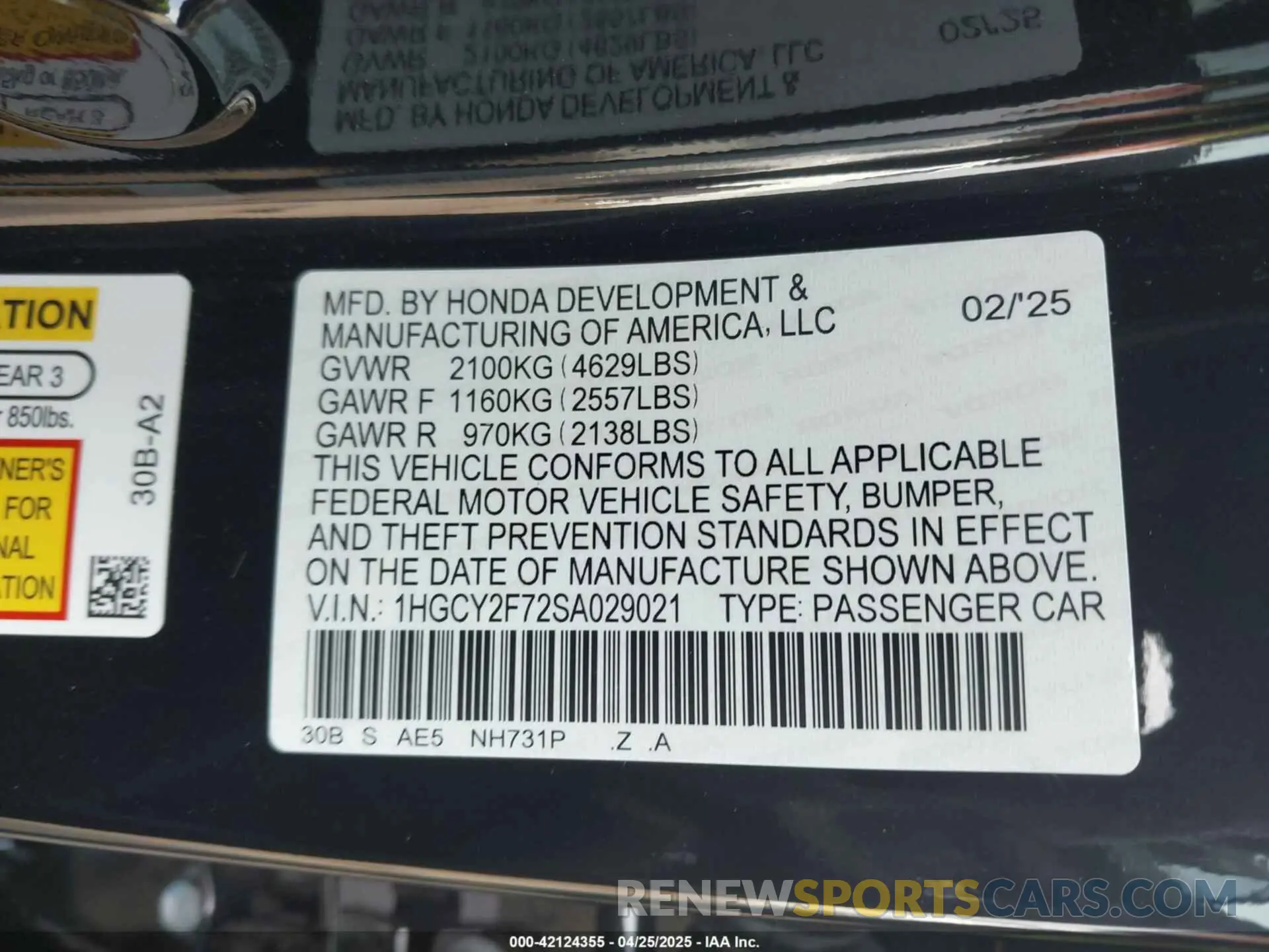 9 Photograph of a damaged car 1HGCY2F72SA029021 HONDA ACCORD 2025