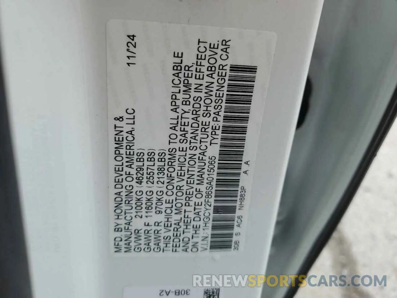 13 Photograph of a damaged car 1HGCY2F86SA015065 HONDA ACCORD 2025
