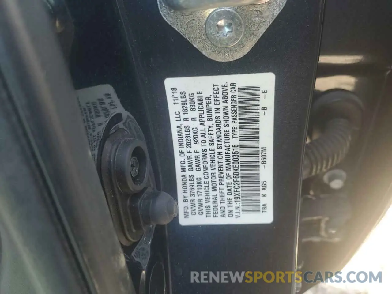 12 Photograph of a damaged car 19XFC2F60KE003516 HONDA CIVIC 2019