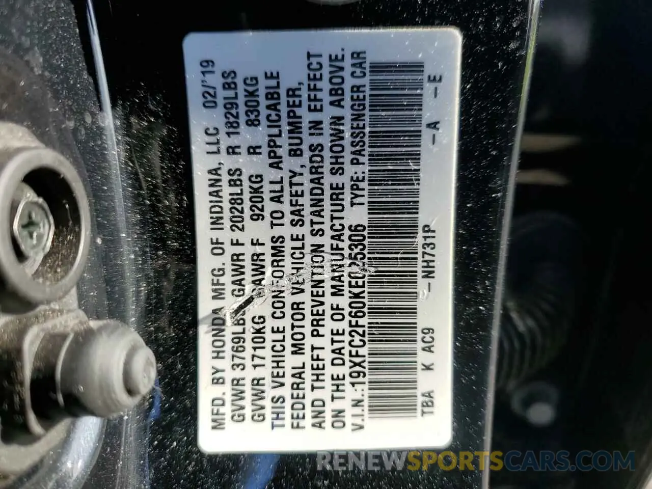 13 Photograph of a damaged car 19XFC2F60KE025306 HONDA CIVIC 2019