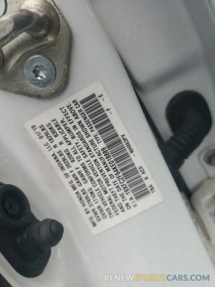 12 Photograph of a damaged car 19XFC2F64KE018889 HONDA CIVIC 2019