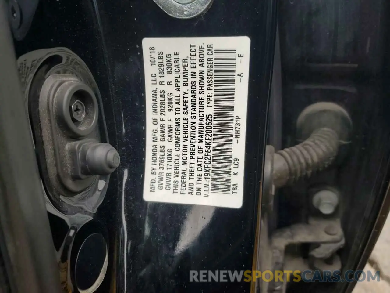 12 Photograph of a damaged car 19XFC2F64KE200625 HONDA CIVIC 2019