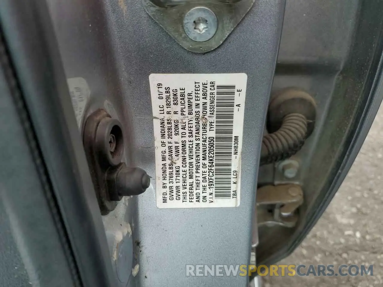 12 Photograph of a damaged car 19XFC2F64KE205050 HONDA CIVIC 2019