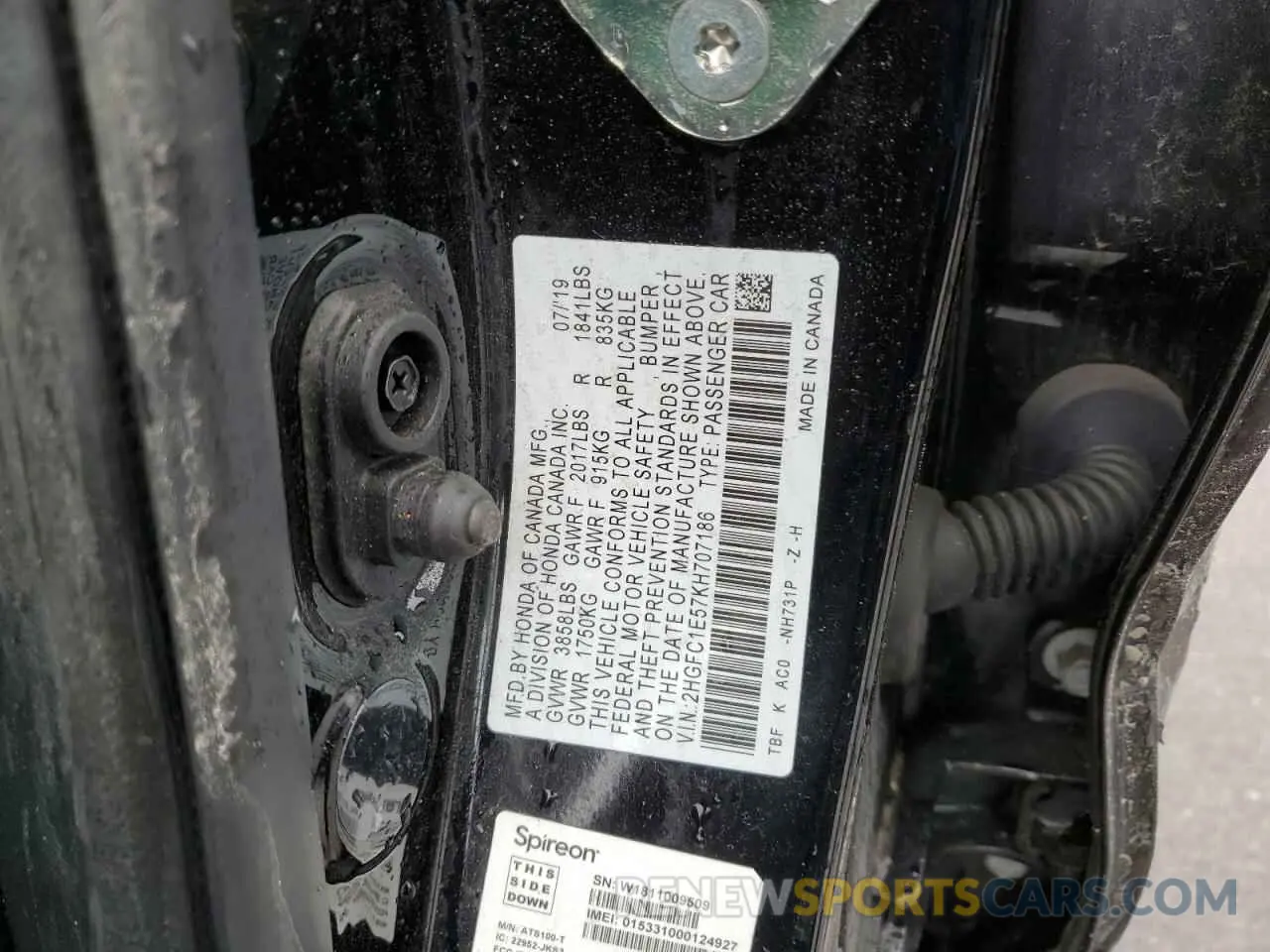12 Photograph of a damaged car 2HGFC1E57KH707186 HONDA CIVIC 2019