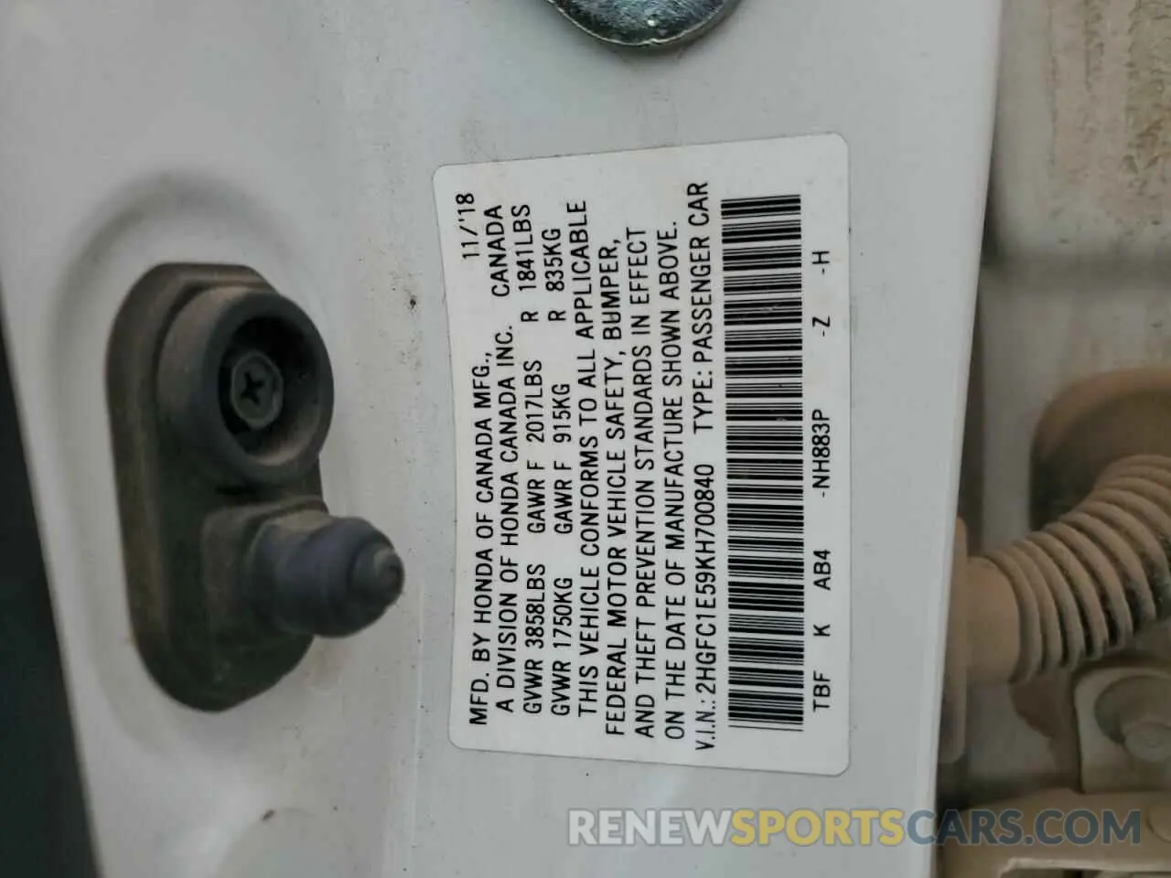 12 Photograph of a damaged car 2HGFC1E59KH700840 HONDA CIVIC 2019