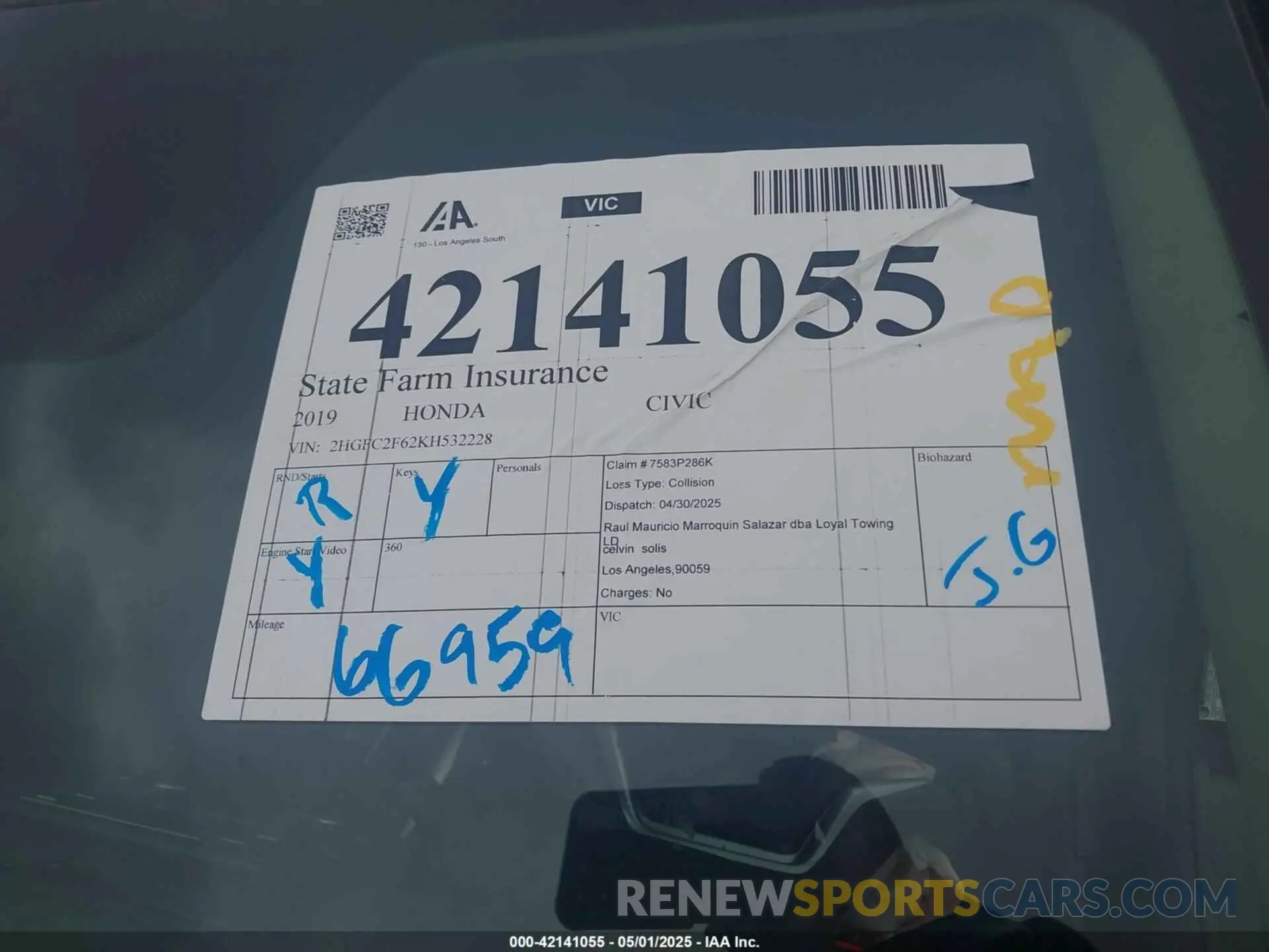 17 Photograph of a damaged car 2HGFC2F62KH532228 HONDA CIVIC 2019