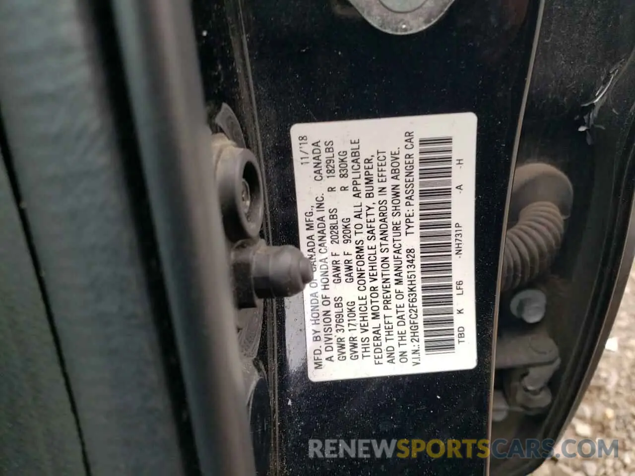 14 Photograph of a damaged car 2HGFC2F63KH513428 HONDA CIVIC 2019