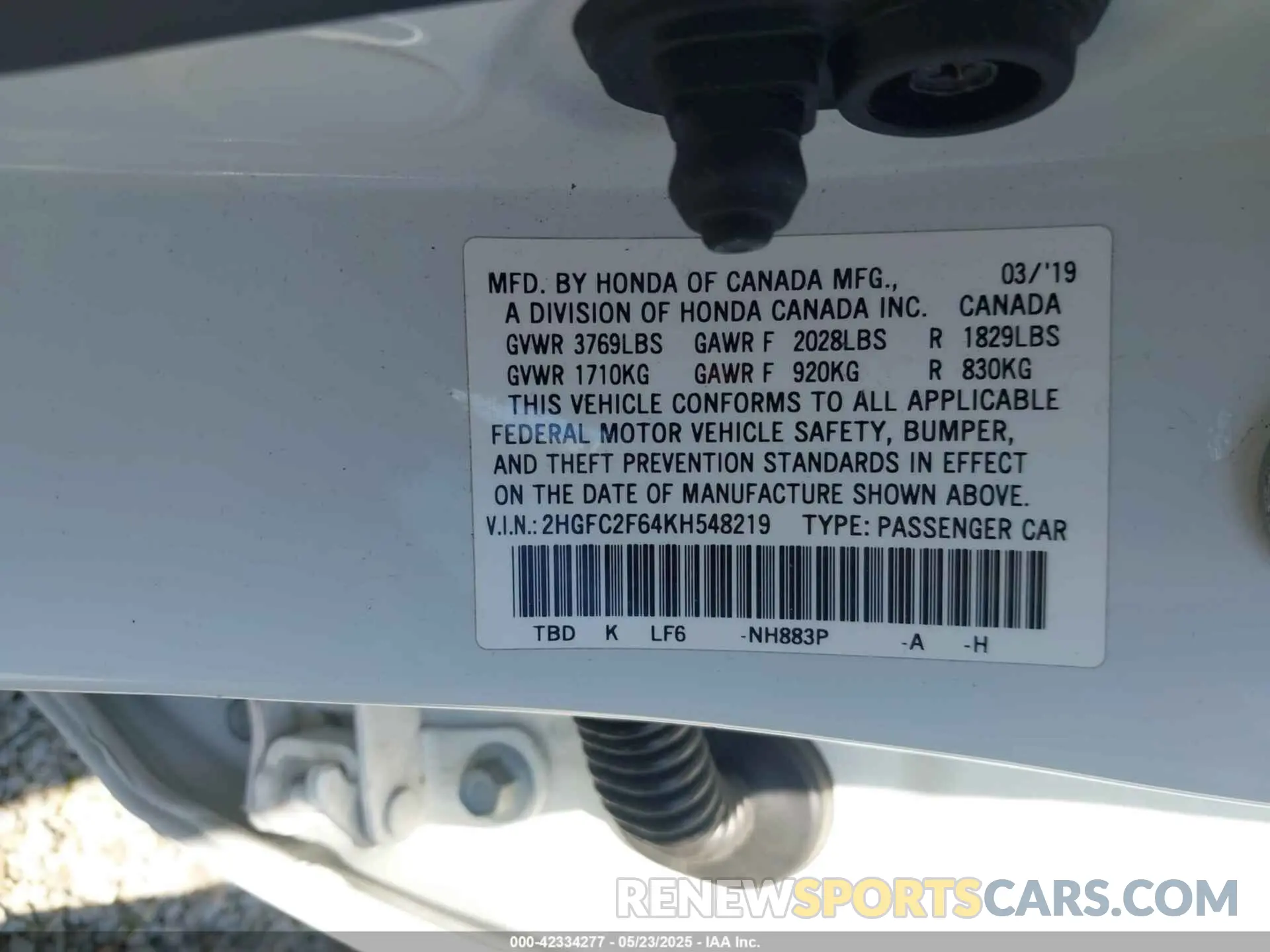 9 Photograph of a damaged car 2HGFC2F64KH548219 HONDA CIVIC 2019
